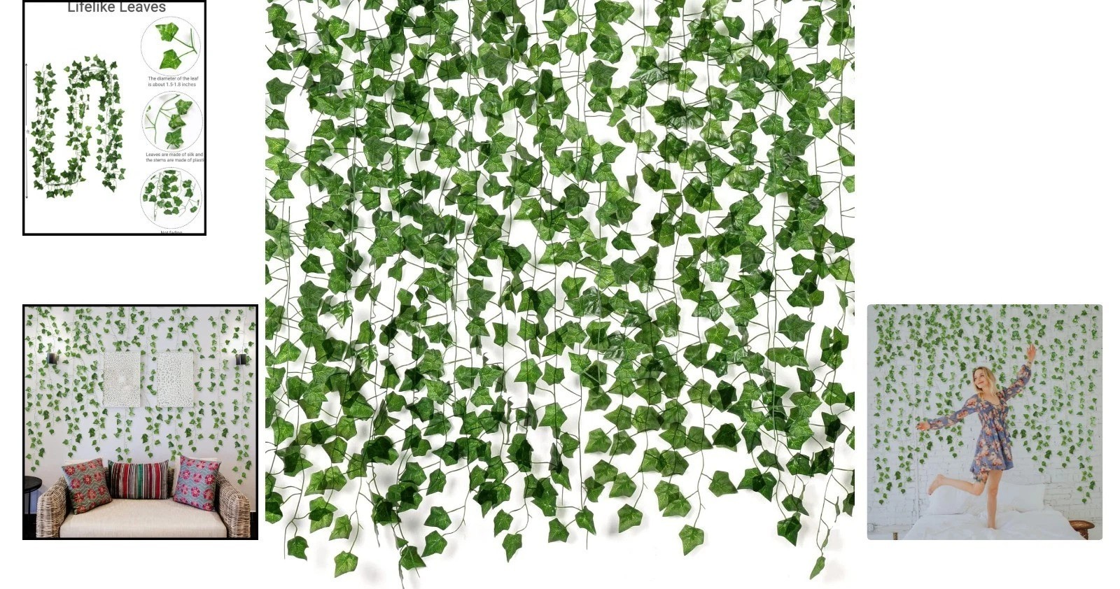 Artificial Ivy Hanging Vines – 12pcs 84ft Green Garlands for Weddings & Events