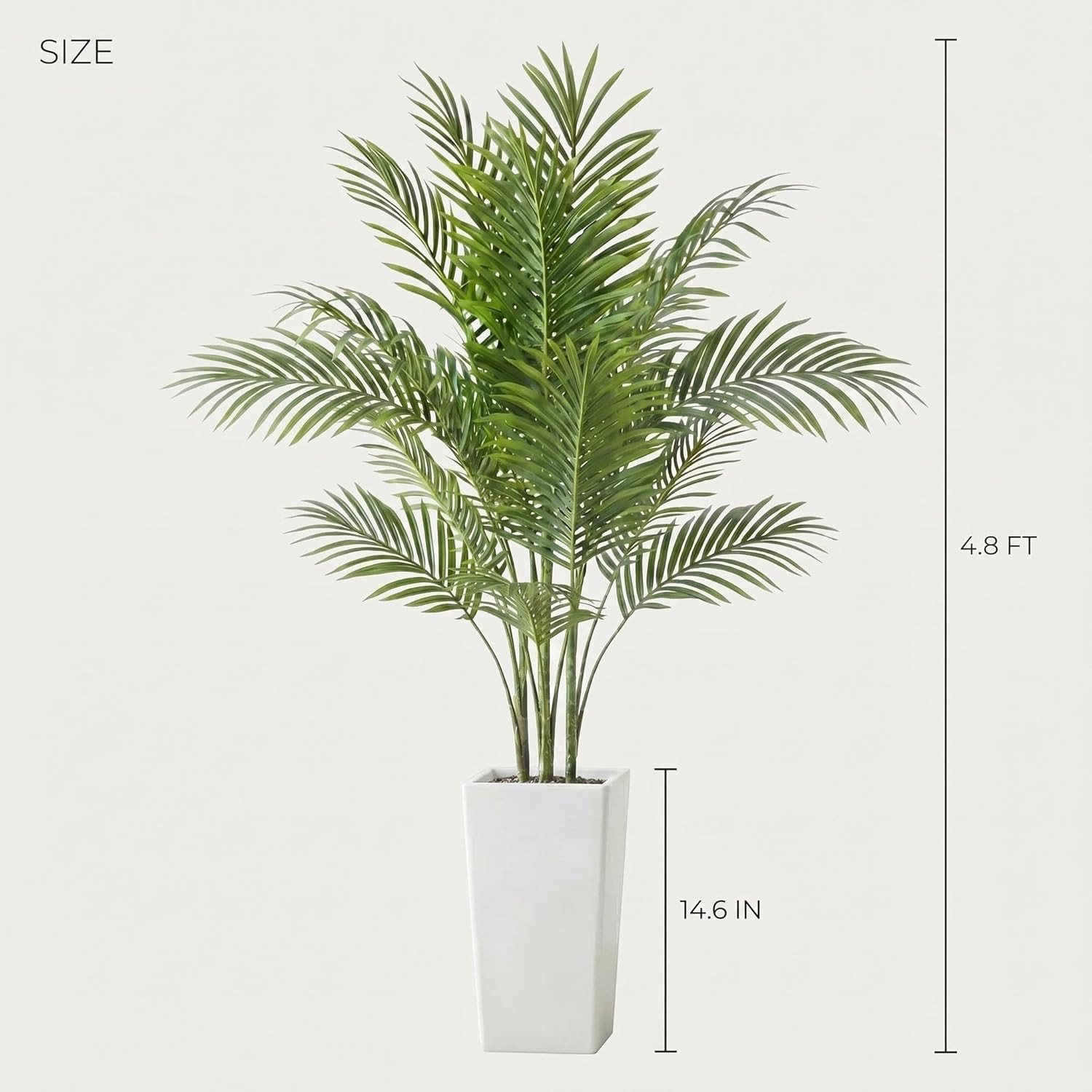 4.8FT Artificial Palm Tree with White Planter – Lifelike Indoor Tropical Decor