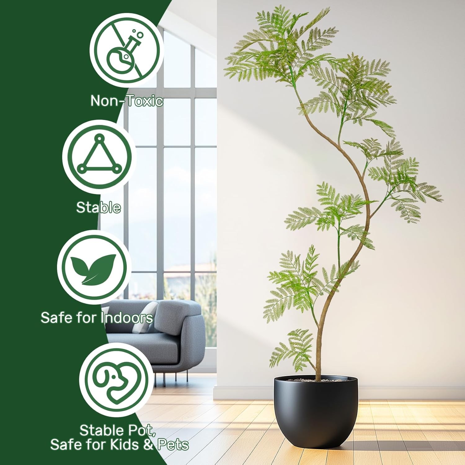7.9FT Artificial Tree Fake Jacaranda Tree Faux Tall Tree Lifelike Green Leaves