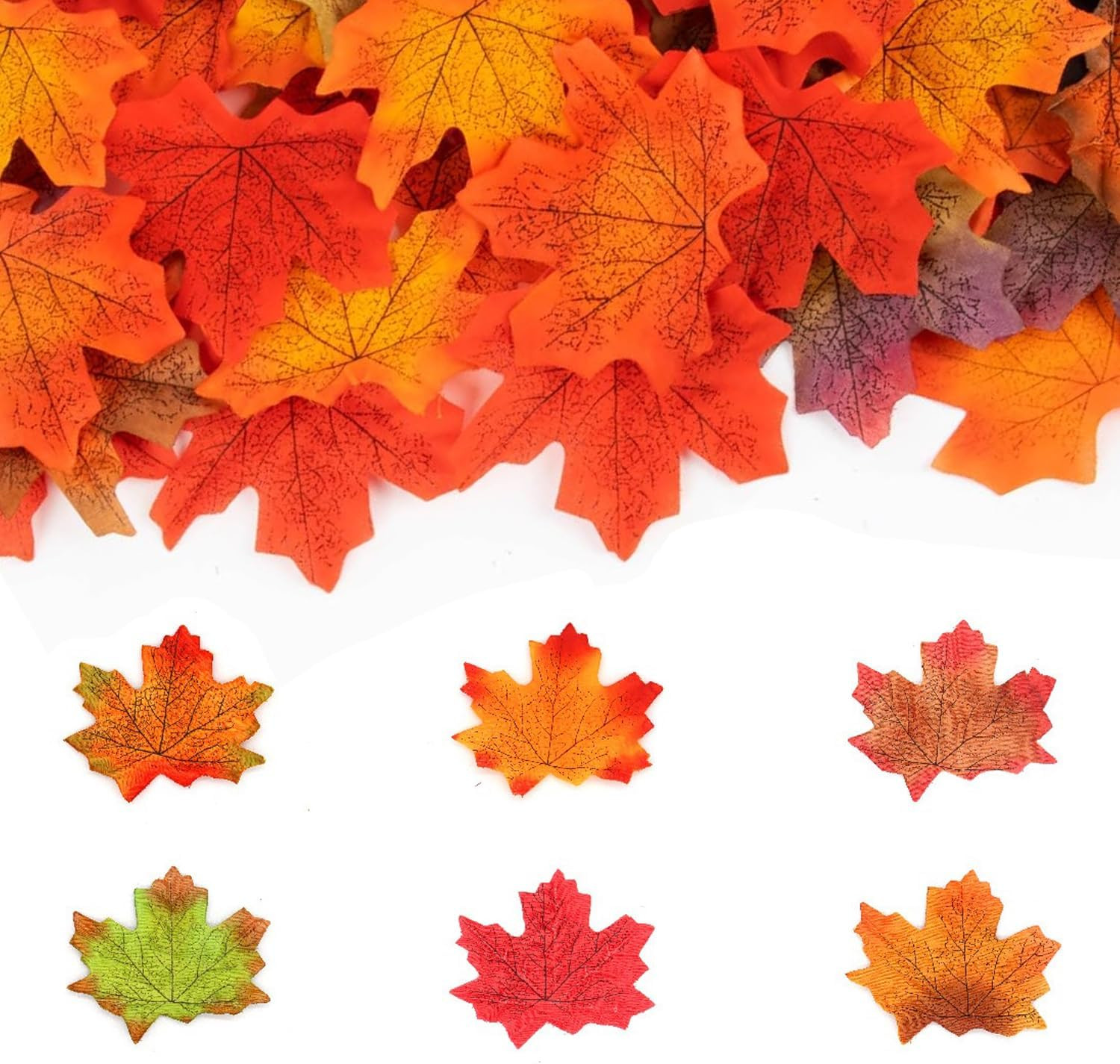 Fake Fall Leaves 100 Pcs Artificial Maple Leaves Decor Fake Fall Leaves for S…
