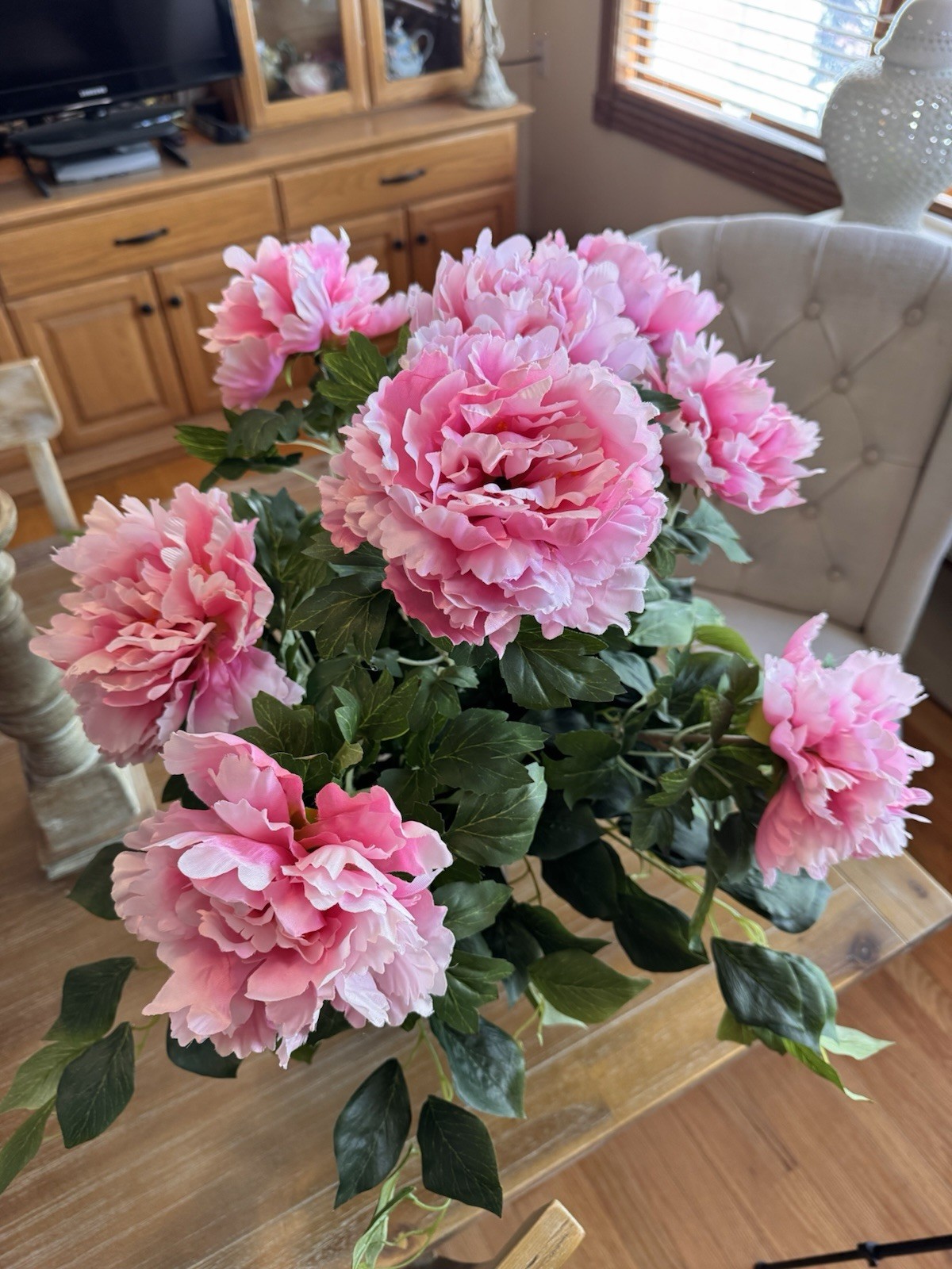 2 Brand New In Box Indoor/ Outdoor Pair Of Pink Peony Urn Filler Valerie ParHill