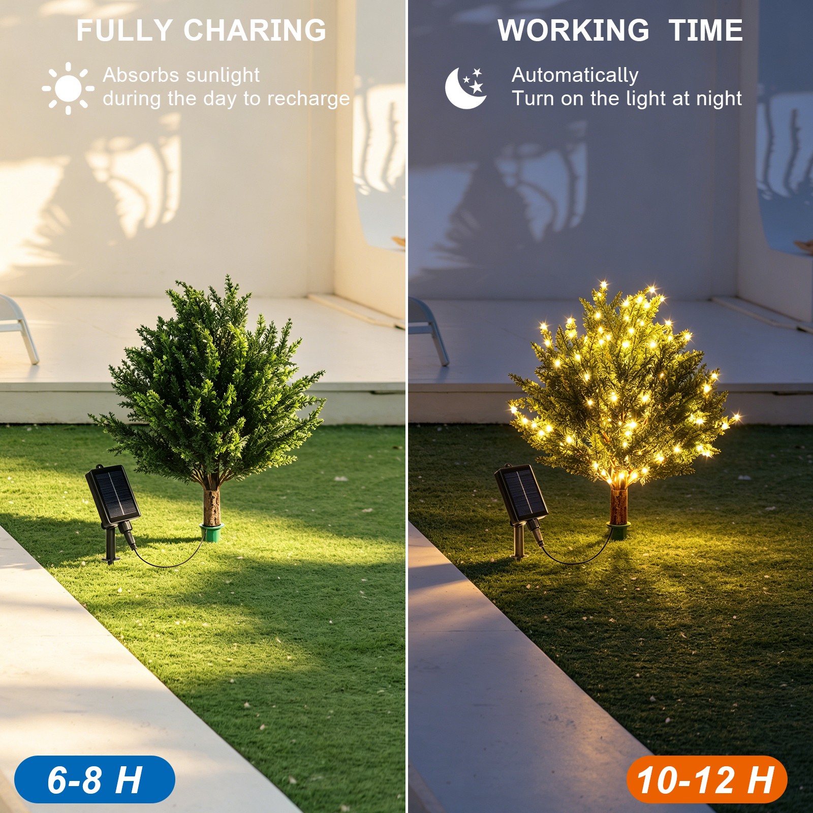 2PC Solar Artificial Cedar Topiary Ball Trees Lights for Porch Garden Backyard