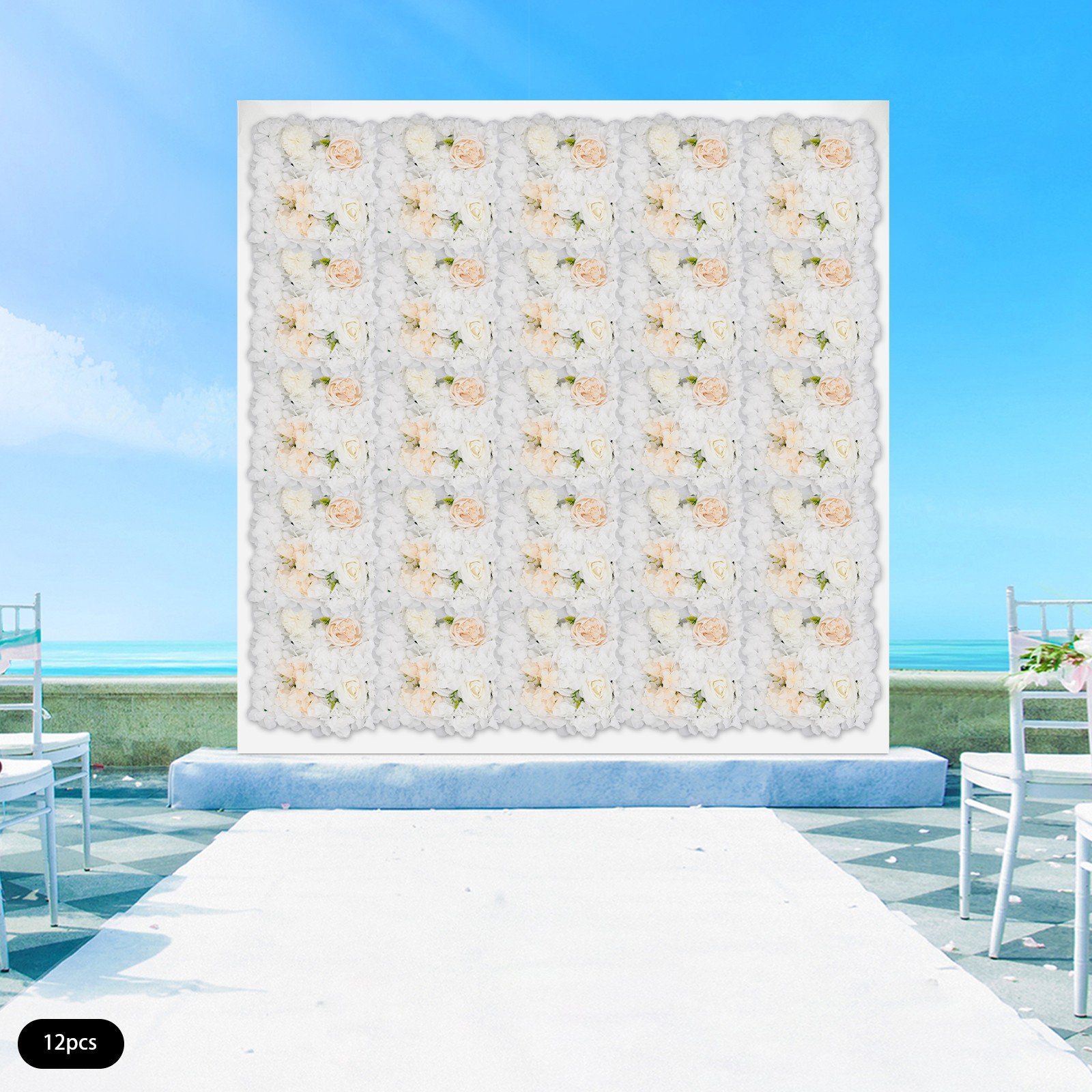 Artificial Flower Wall Panels, Artificial Flower Wall Backdrop, 12PCS Panels