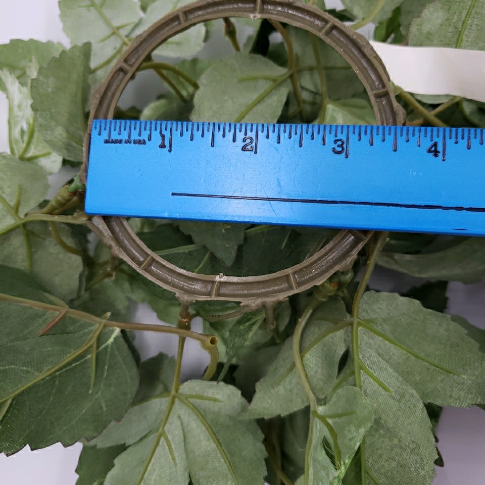Artificial Ivy Leaf Vine Vtg Pillar Candle Ring SET of 2 Plastic Fabric Greenery