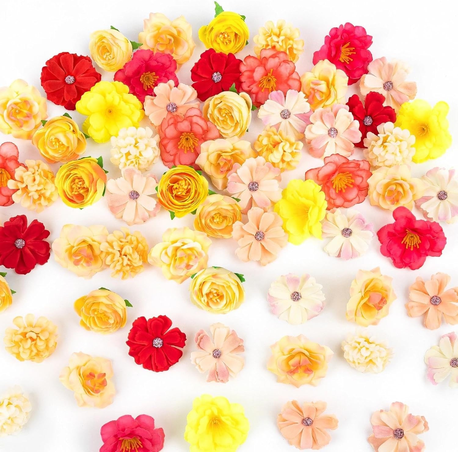 Fake Flower Heads Mini Silk Flowrs Bulk Small Flower 3D Loose Faux Daisy Rose