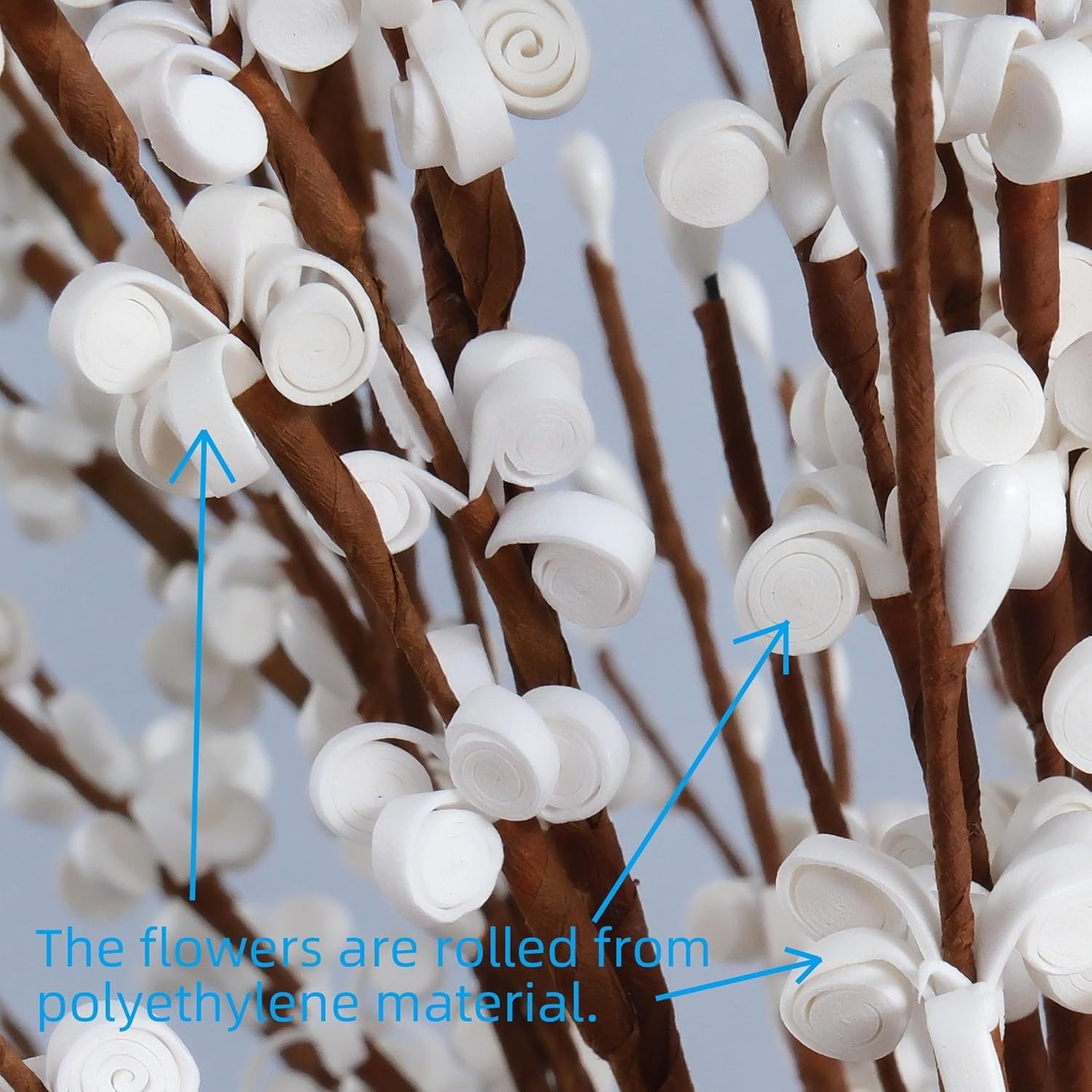 10pcs Faux Tall Pussy Willow Branches for Home Office Wedding Decor White