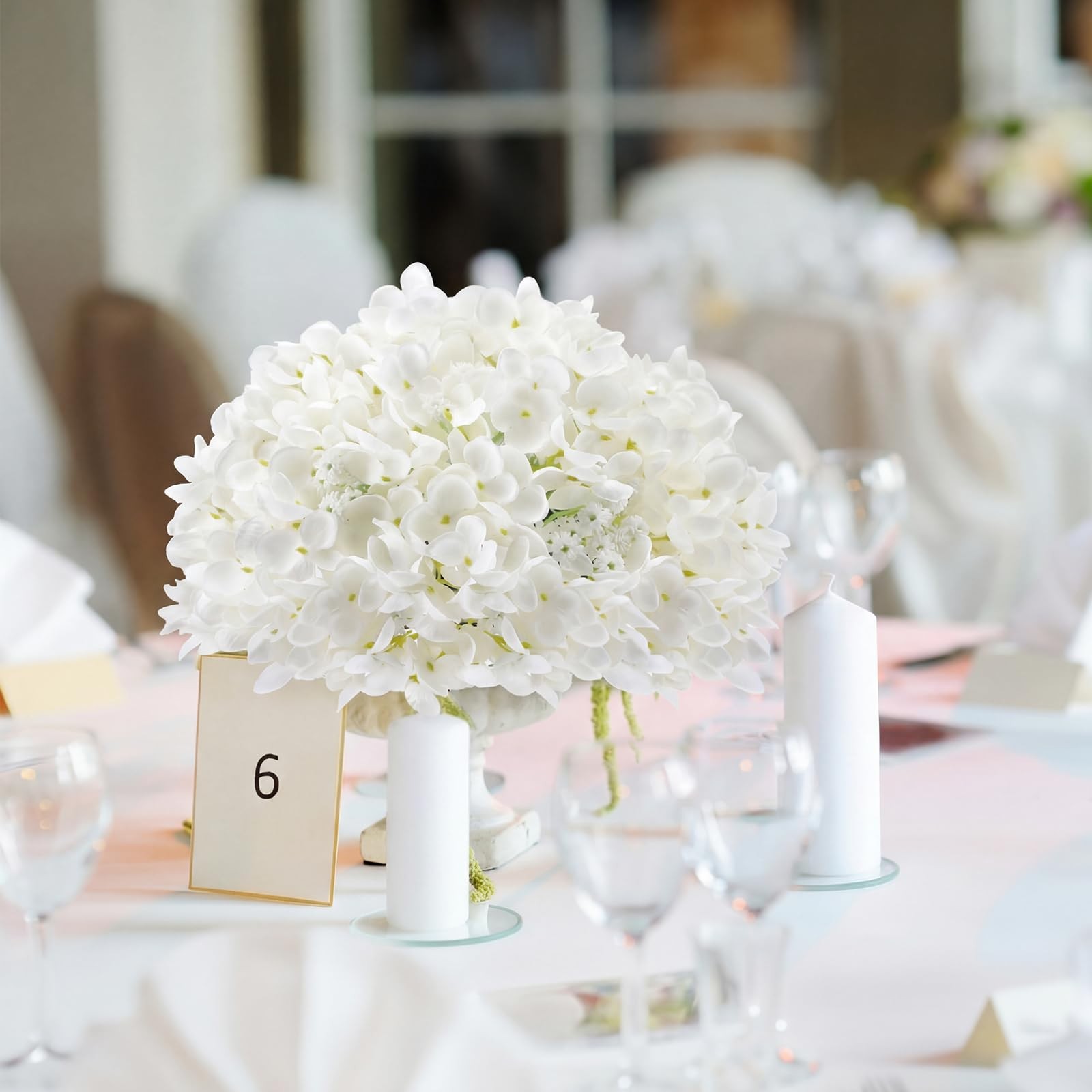 2 Pcs Hydrangea Artificial Flower Balls Arrangement Centerpieces 9.8″ Diamete…