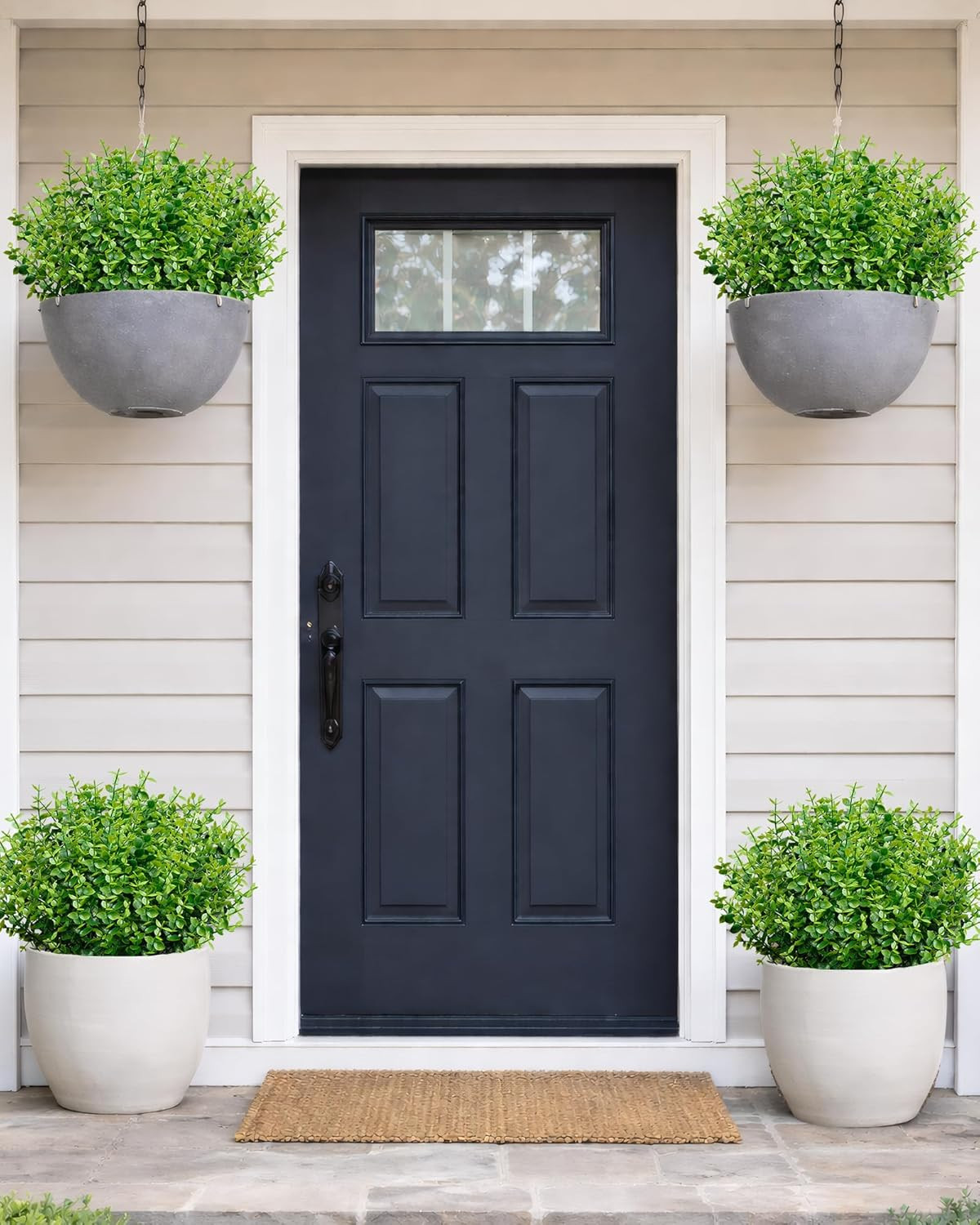 20 Bundles Artificial Greenery Boxwood Stems Outdoor UV Resistant, Fake Plastic