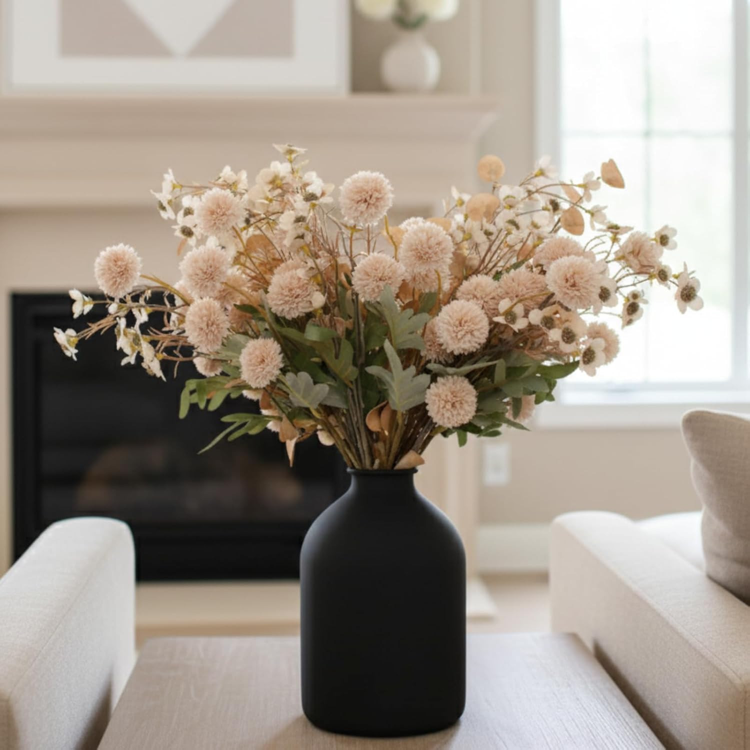 Beige Silk Flower Arrangements Home Decor, Large Floral Centerpieces for Tables,