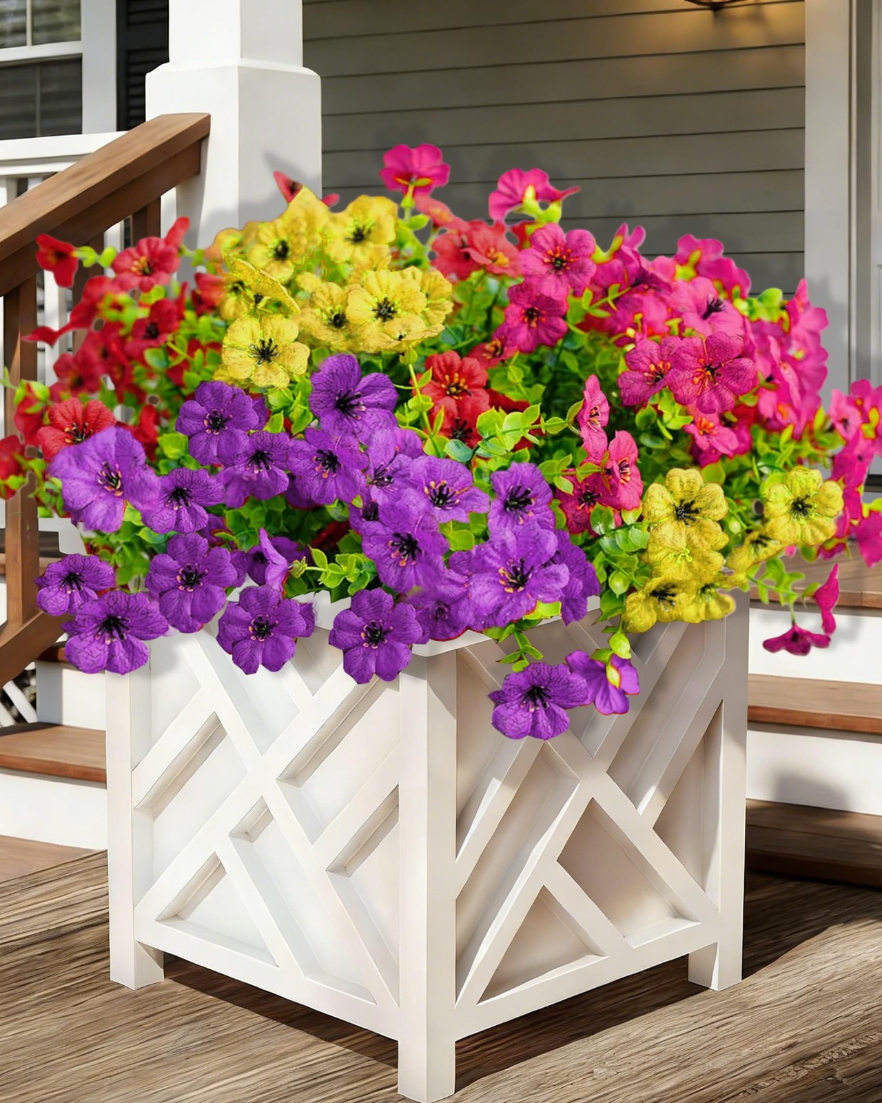 10 Bundles Spring Artificial Flowers for Outdoor,UV Resistant Fade Proof Outd…