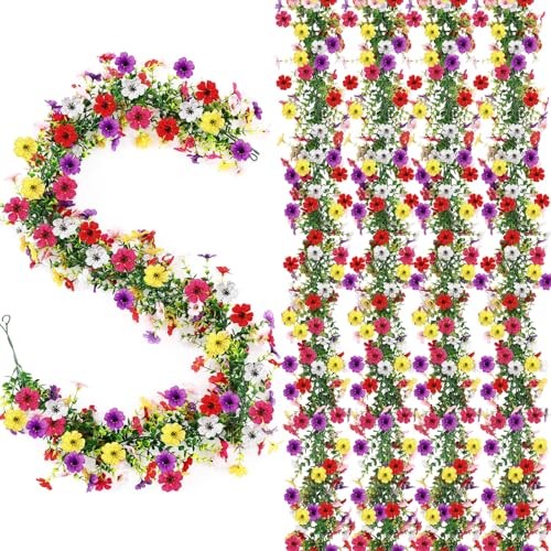 4 Pcs 6 ft Artificial Flowers Rose Red + Red + Yellow + Purple + White + Pink