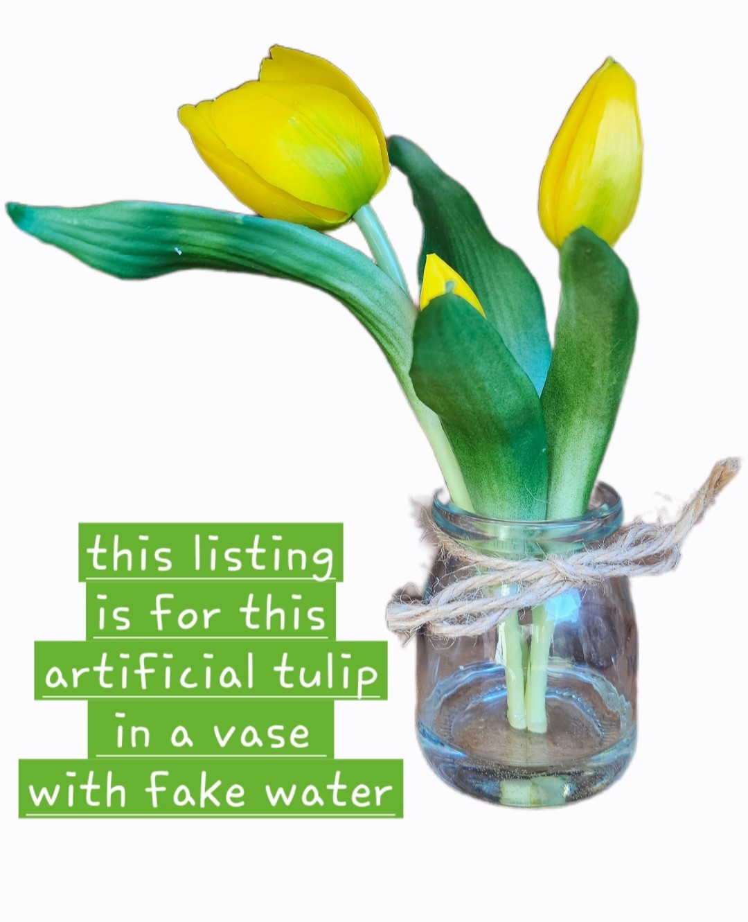 Real Touch Artificial Tulip in a vase FAKE WATER flowers LOOK REAL Spring Decor