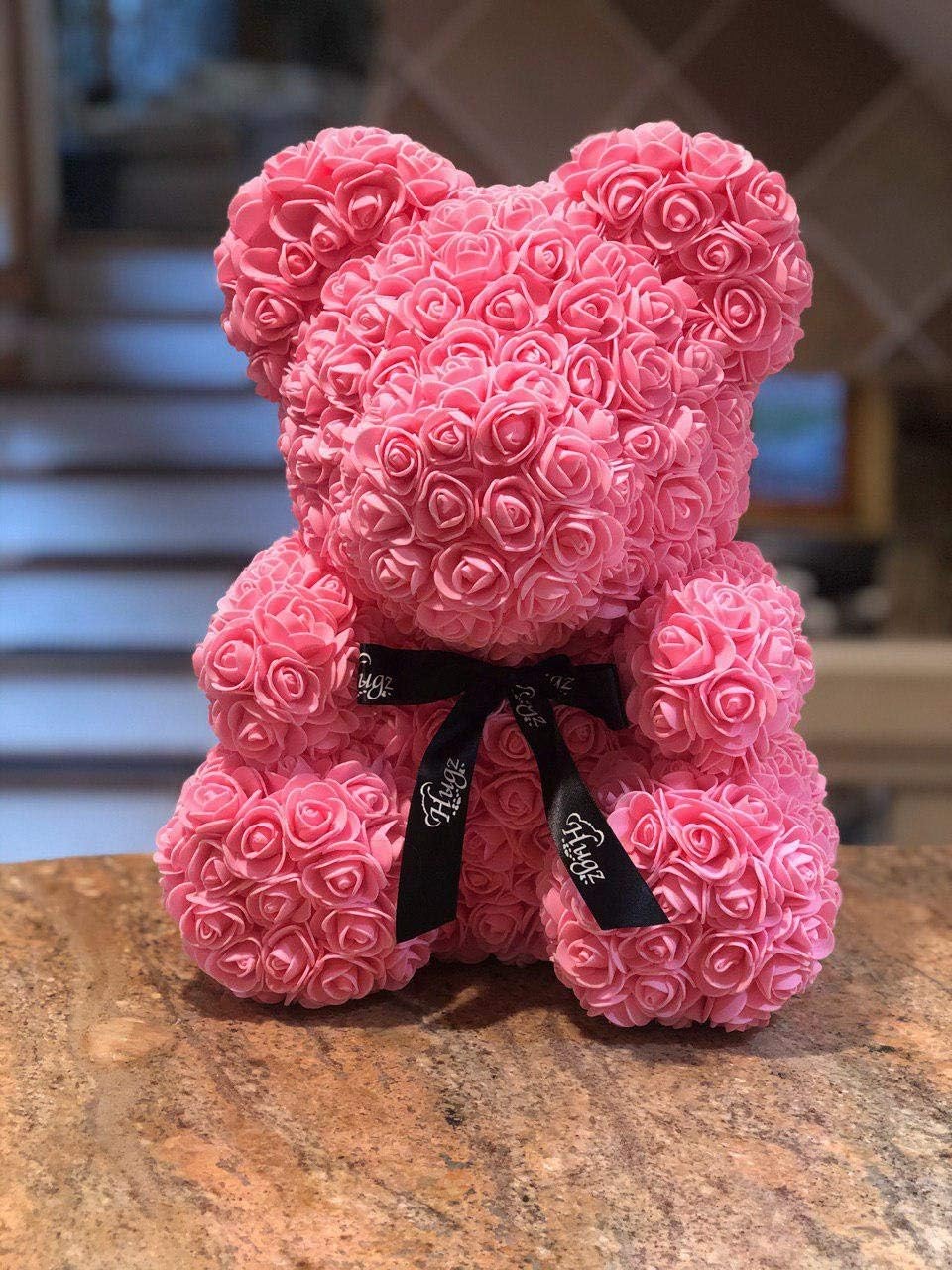 Large 16 inch Rose Bear Rose Teddy Bear Artificial Rose Flower Girlfriend Gift
