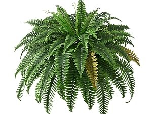 2PCS 45in Fake Ferns- Large Artificial Plants Outdoor, UV Resistant Artificial