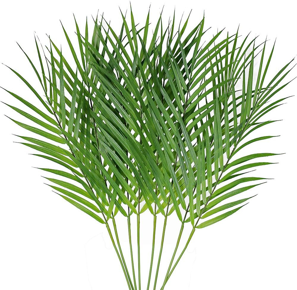 Artificial Areca Palm Leaves, 8 Pcs Faux Tropical Palm Tree Leaves Stems for Flo