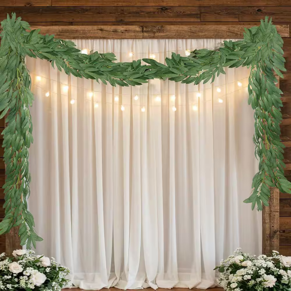 78 In. Green Artificial Willow Italian Ruscus Vine Artificial Foliage for Weddin