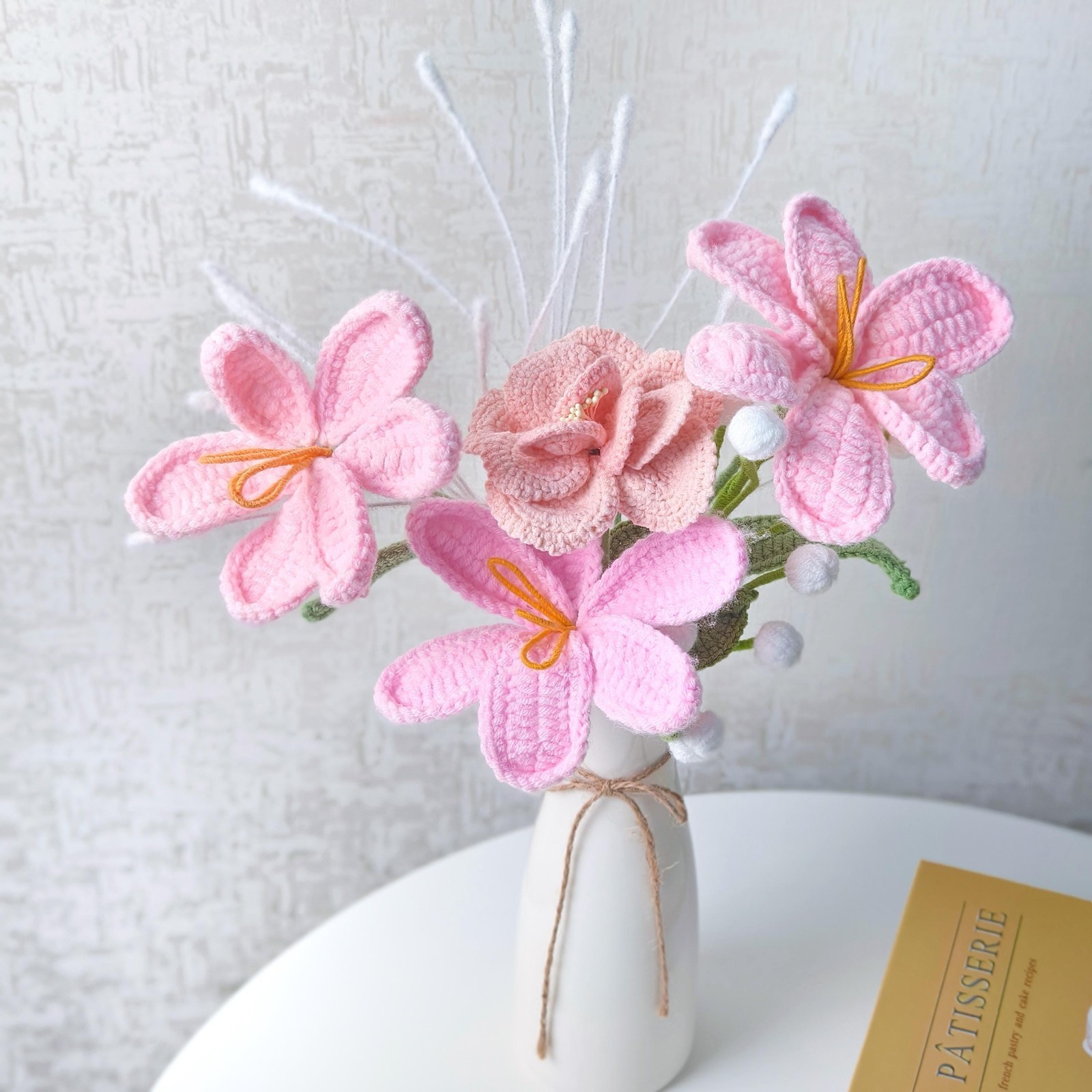 Crochet Tulip Bouquet Handmade Yarn Flowers Home Decor Desk Decor Thank You Gift