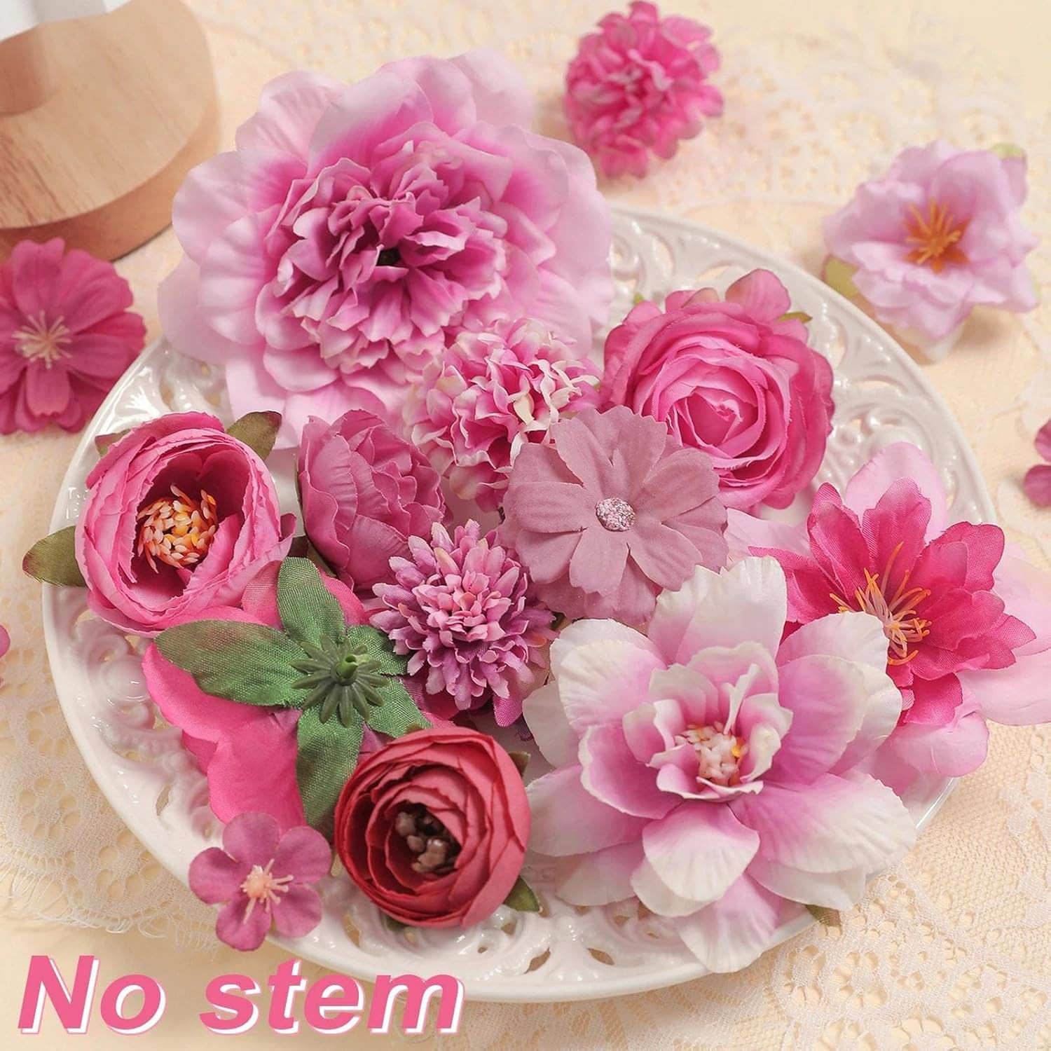 Artificial Flowers Heads Combo Rose Red Flowers Mix Silk Flowers Heads Pink Bulk