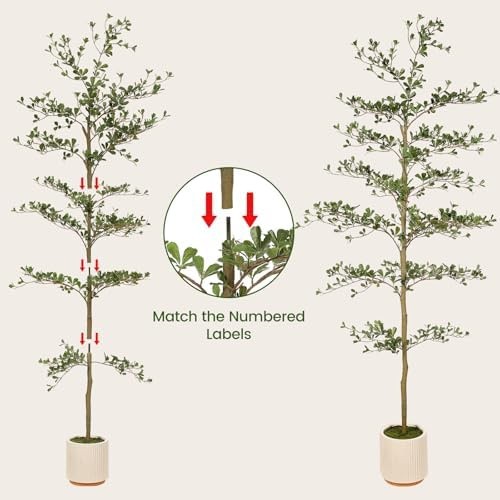 FEELEAD Faux Black Olive Tree 7ft with Natural Branches and Realistic Leave |…