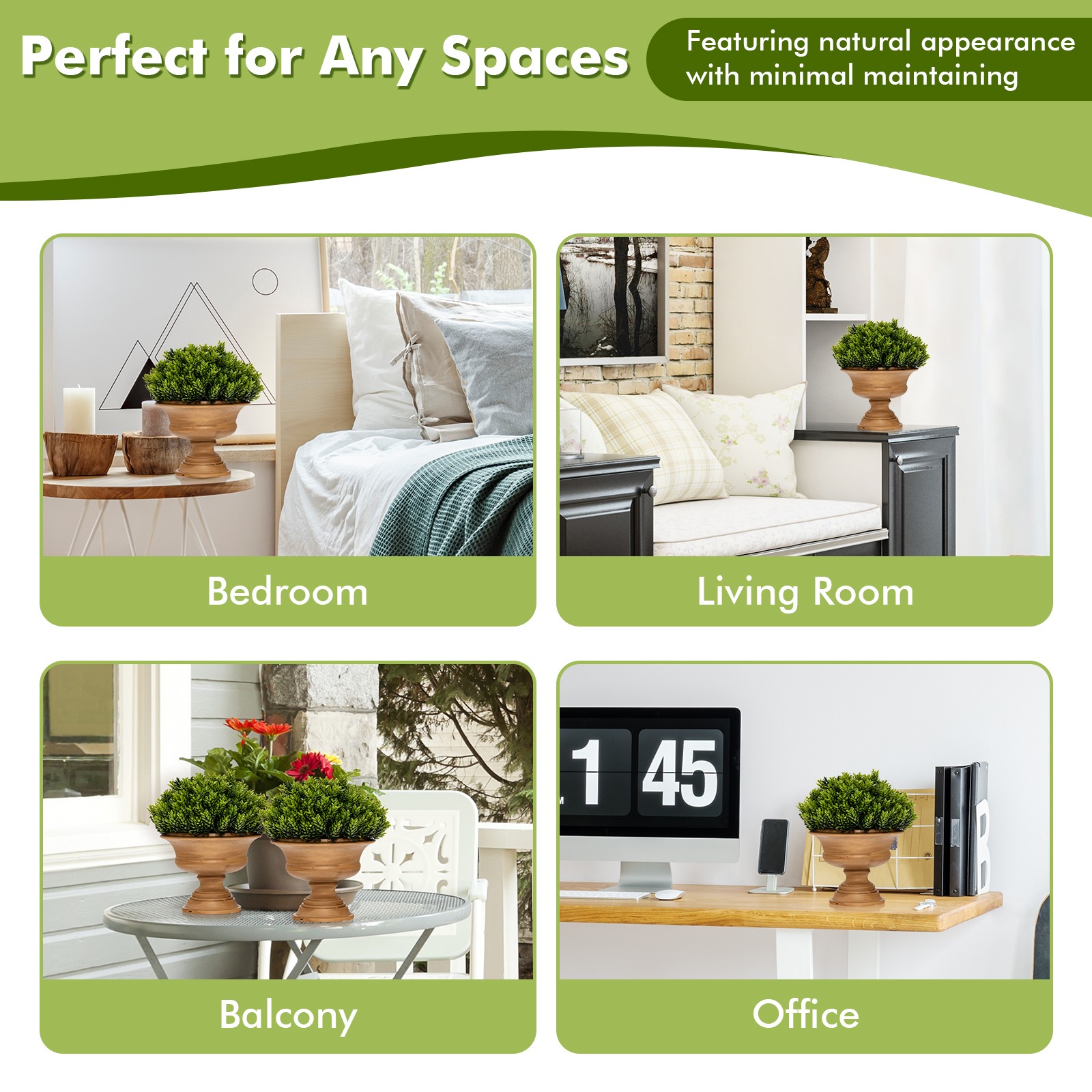 Small Faux Pine Cone Trees 4 Pack Artificial Plants Decor for Indoor