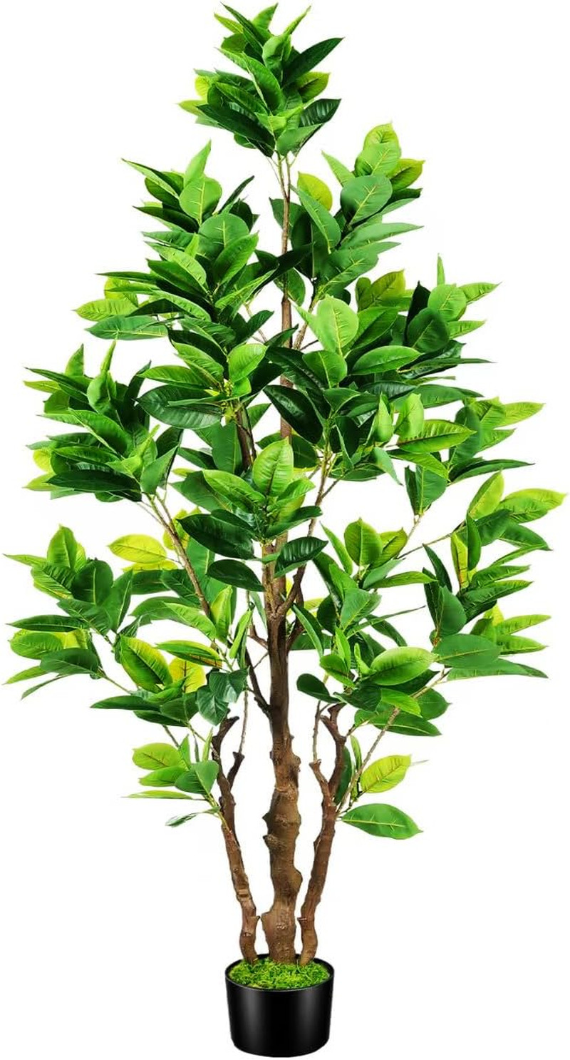 7.2Ft Faux Rubber Tree with Pot – Perfect Indoor/Outdoor Decor for Home & Office