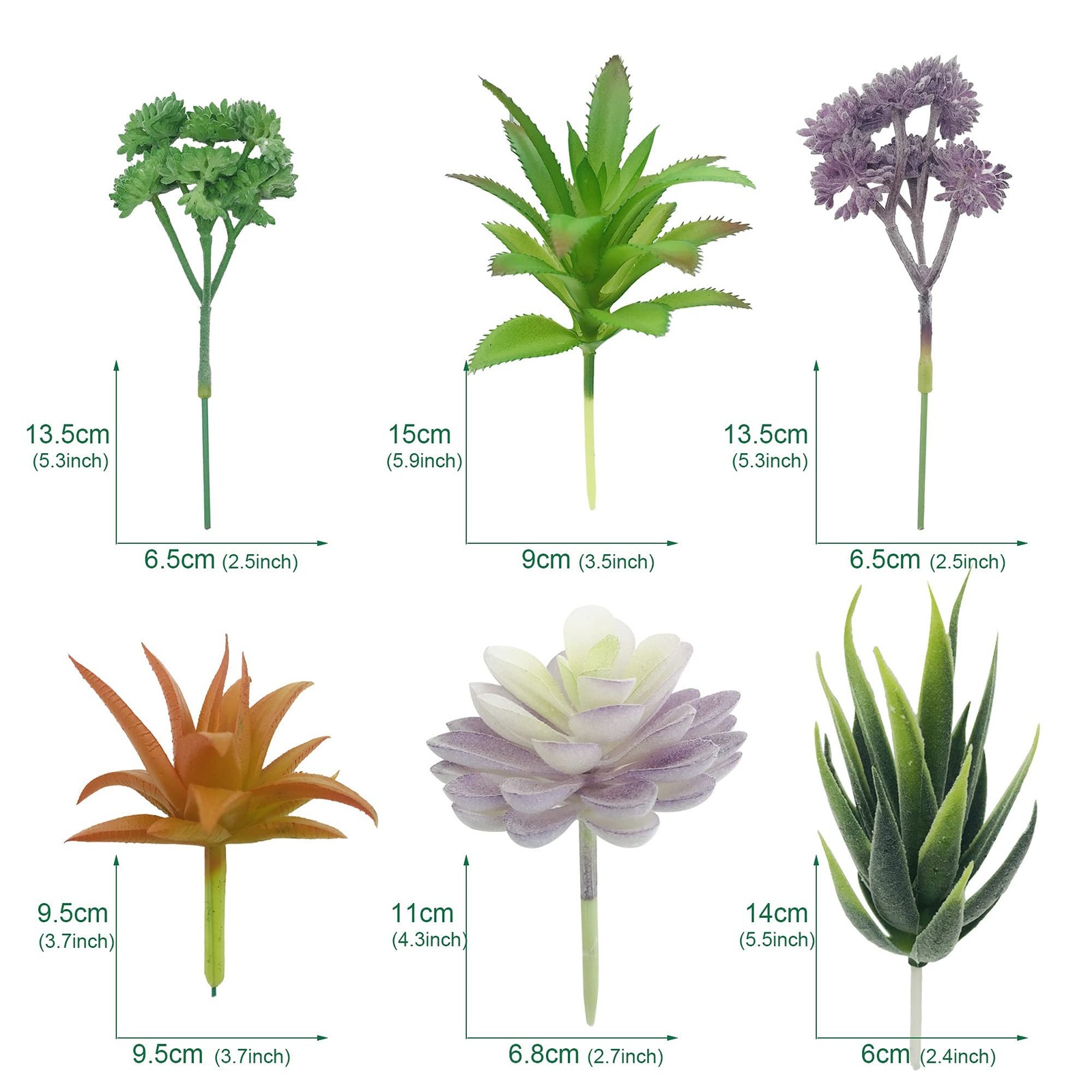 Woohome 34 PCS Artificial Succulents Picks Set, 24 Mixed Color Succulent Plants