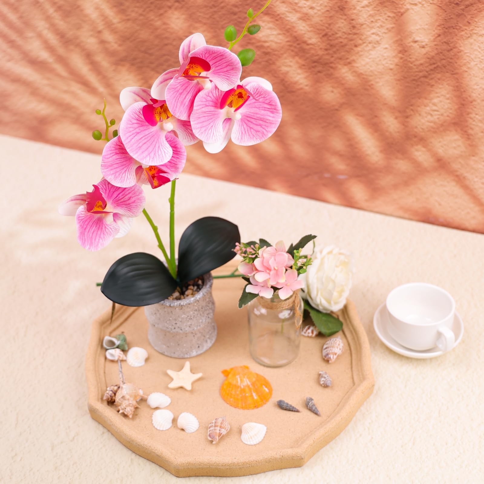 16.5 Inch Pink Fake Orchids Flowers in Pot Artificial Orchid Flowers Potted P…