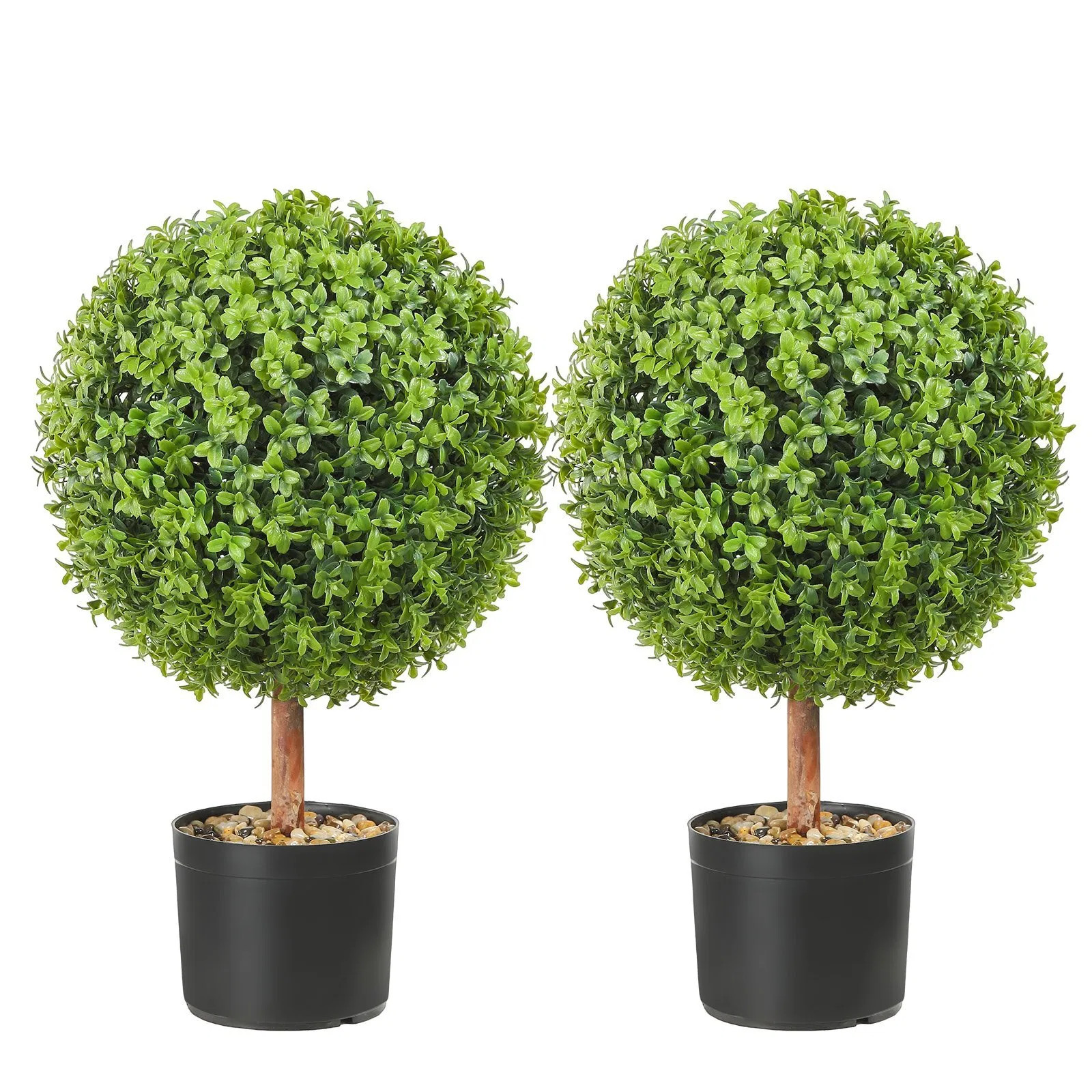 2x Artificial Boxwood Ball Ø40,6cm Garden Deco Boxwood in Flowerpot Ball Artifi