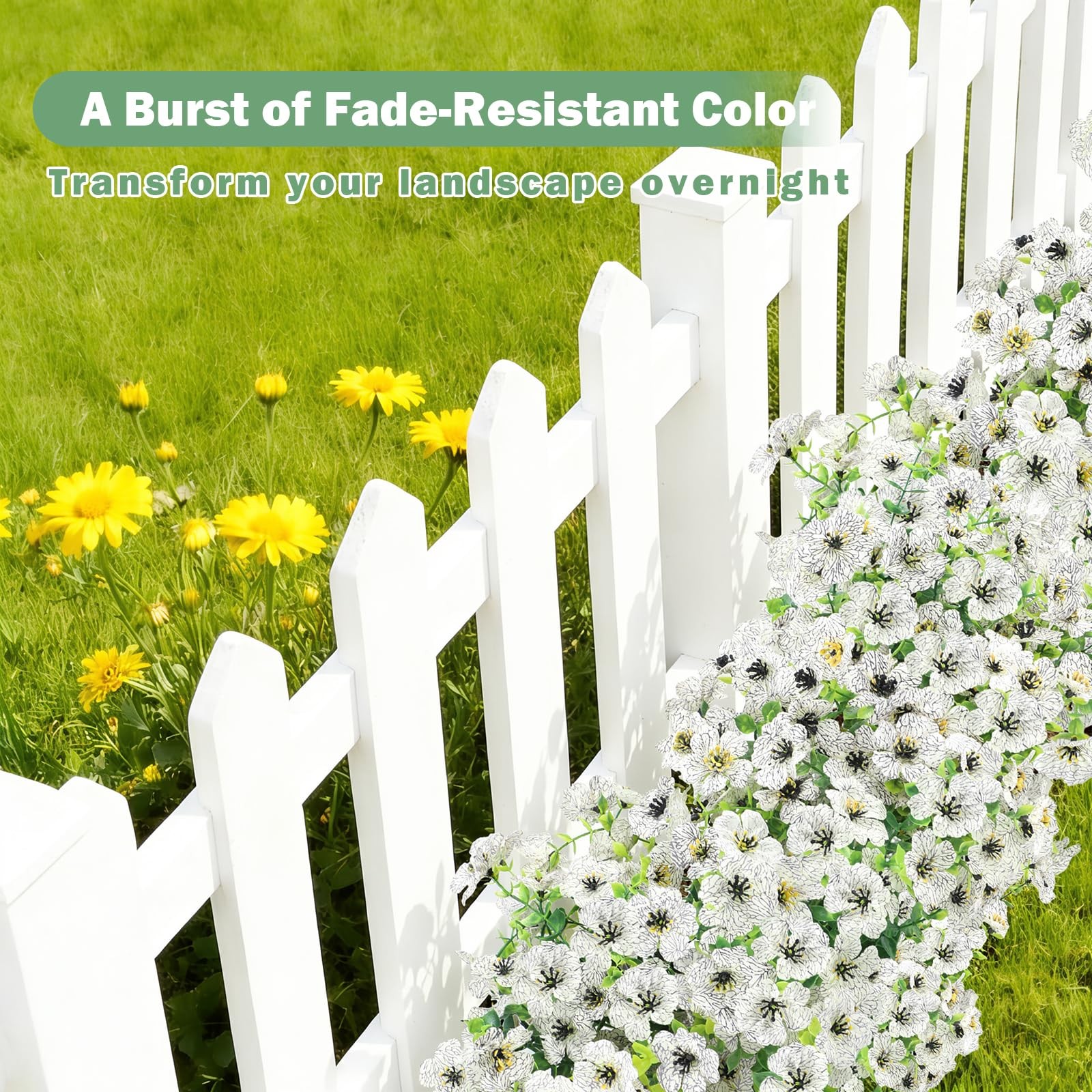 Nepfaivy UV-Resistant Artificial Flowers for Outdoors, 12 Bundles of White Fa…