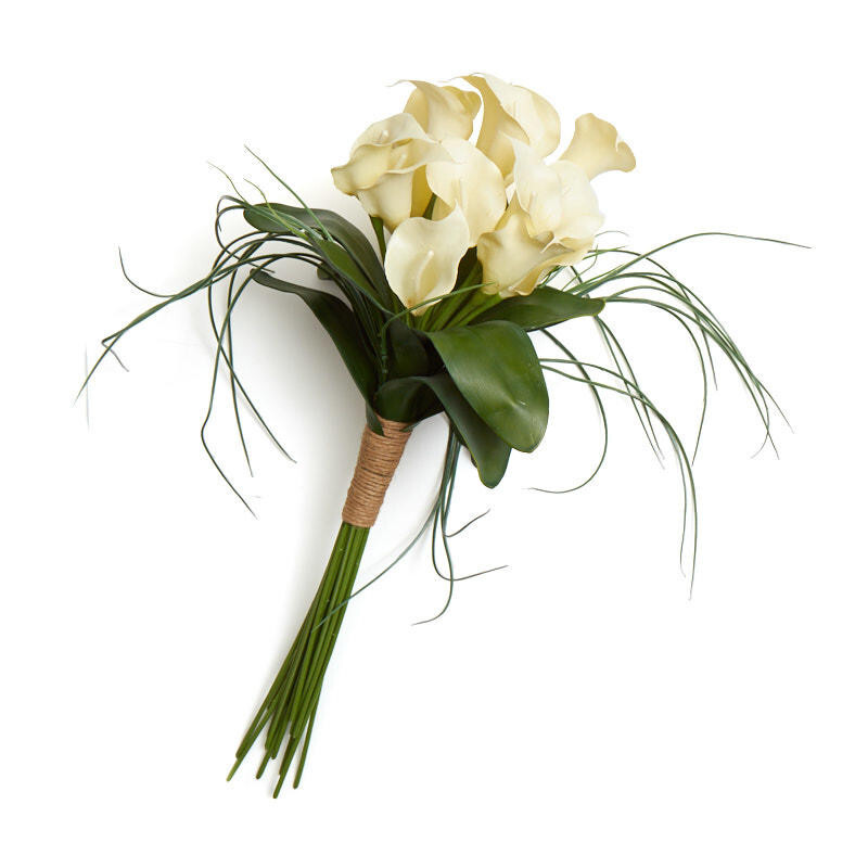 Set of 2 Ivory Calla Lily and Grass 24″ Bouquets with Jute Wrap