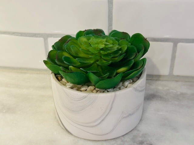 Succulents Plants Artificial, Larg Fake Succulents in White & Grey Ceramic Pot