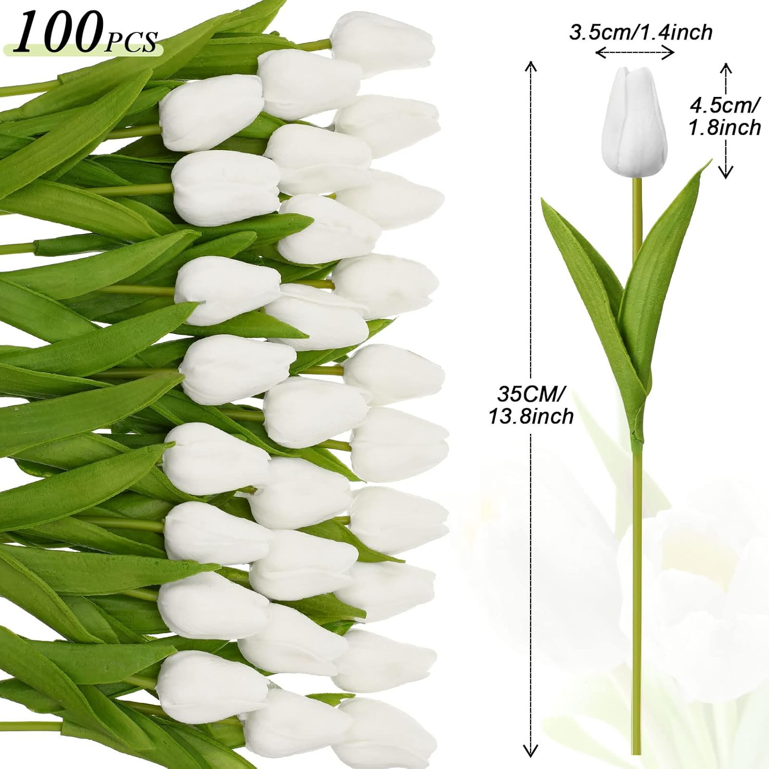 100Pcs Artificial Tulip Flowers Fake PU Tulips Faux Latex Bouquet Flower Centerp