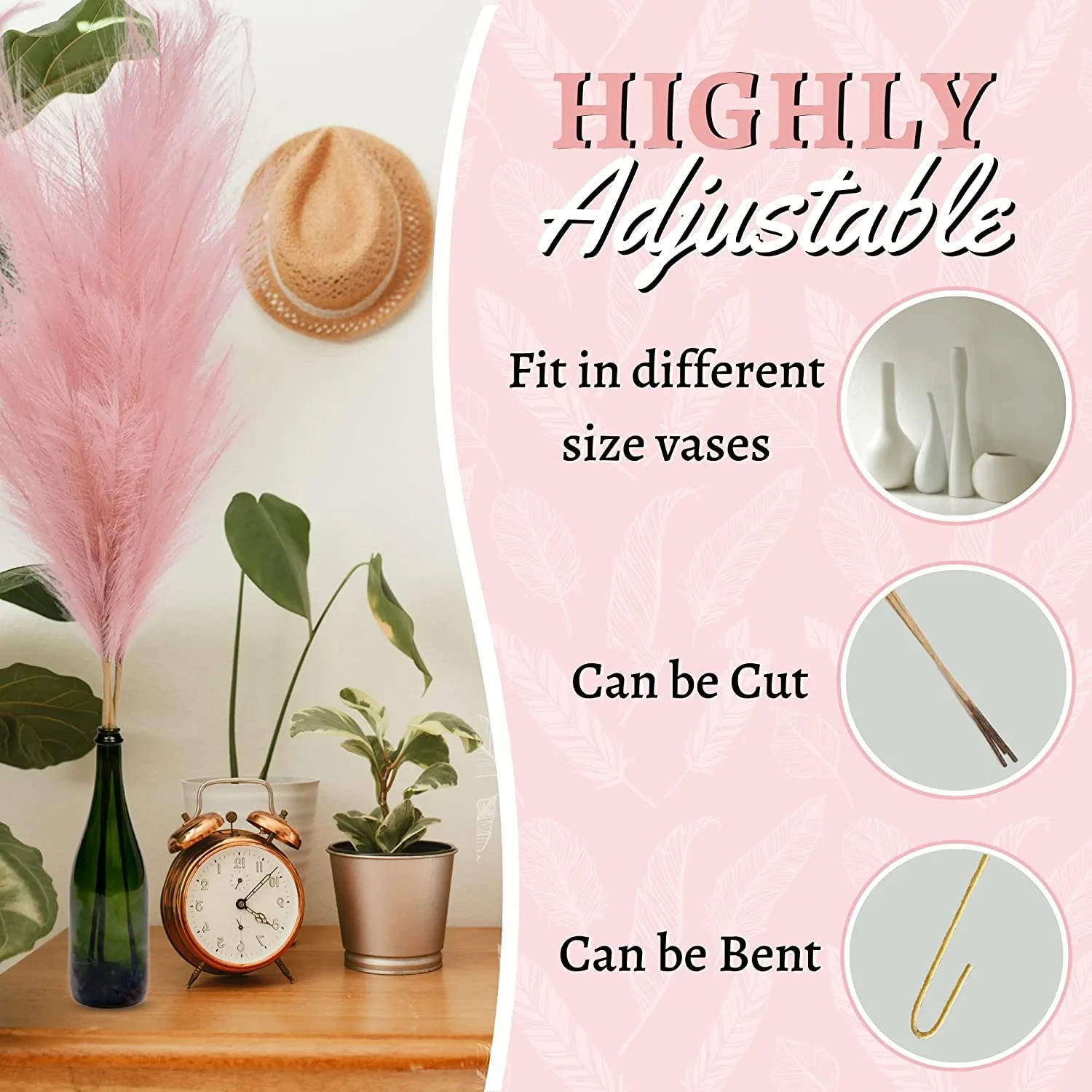 15 stems Pink Pampas Grass 20″-21″