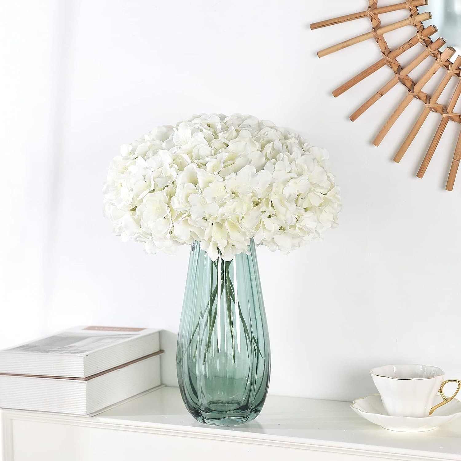 10PCS Stunning Off White Silk Hydrangea Flower Heads – Ideal for Celebrations