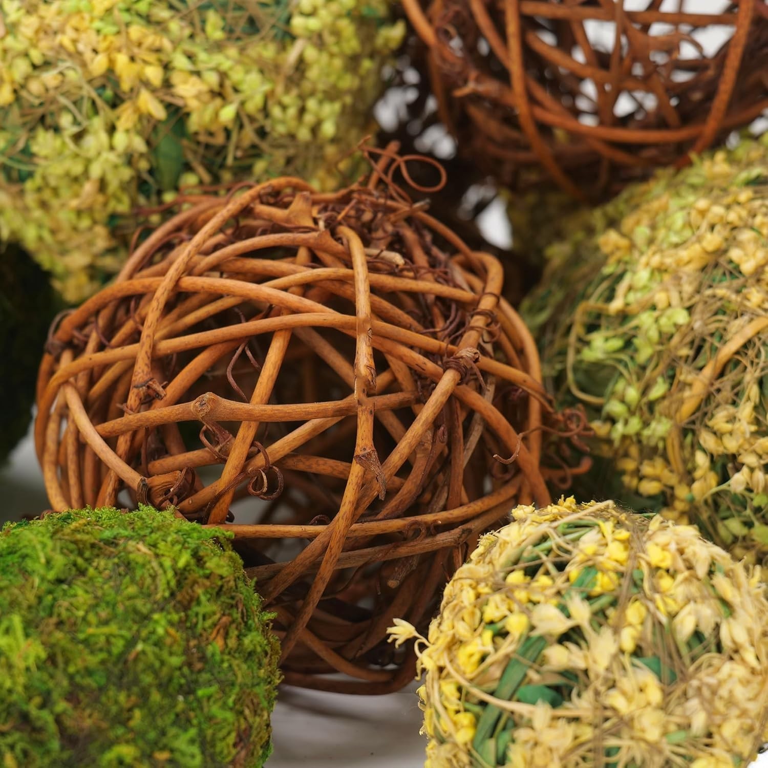 Decorative Balls for Centerpiece Bowls Set 18pcs Faux Moss Rattan Wedding Decor