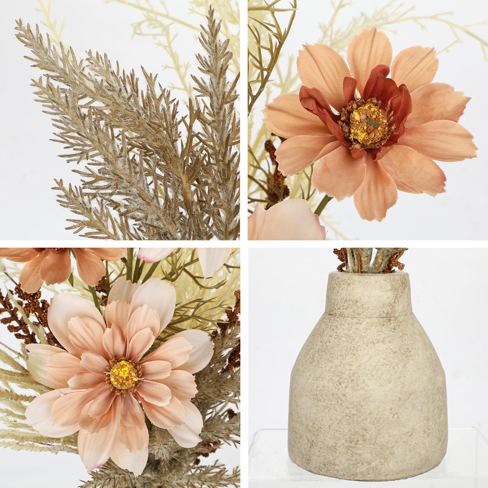 Faux Fall Pampas Grass with Vase, Fall Flowers Artificial for Decoration Arra…