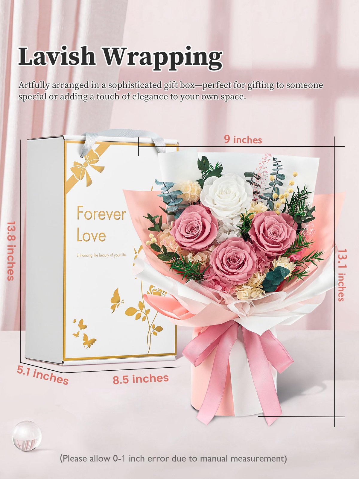 Preserved Flowers Bouquet, Forever Flowers for Delivery,Eteranl Roses, Dusty …