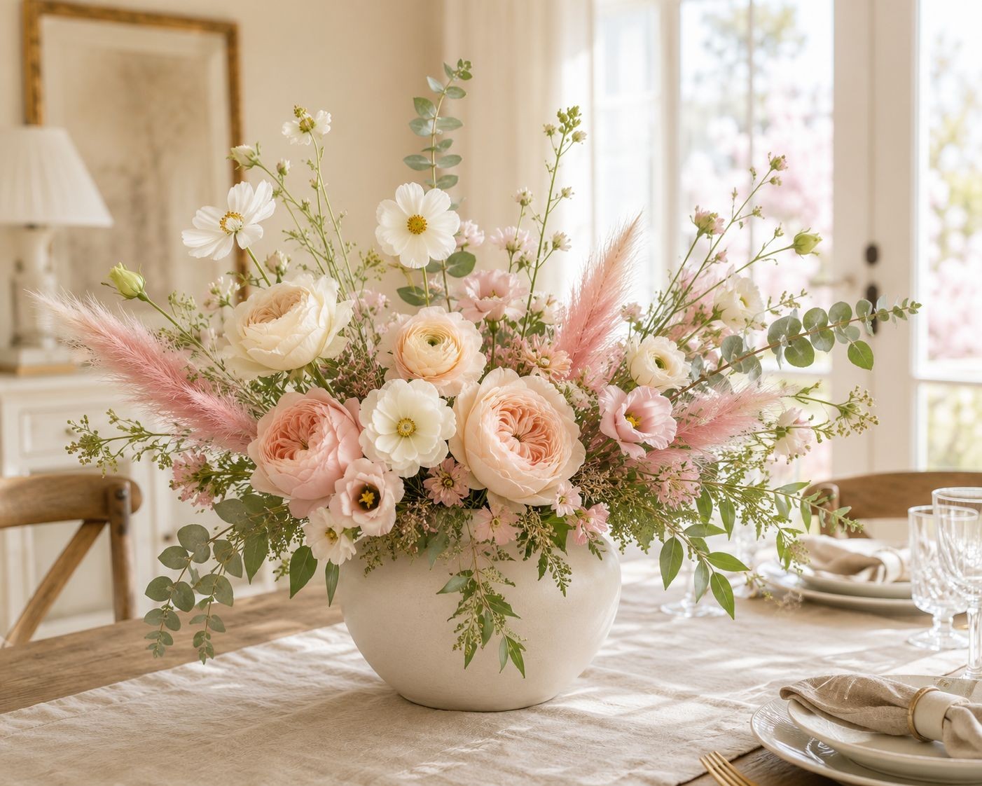 Artificial Pink Pampas Grass Filler Stems Set of 21 Wispy Faux Pampas Wedding Bo