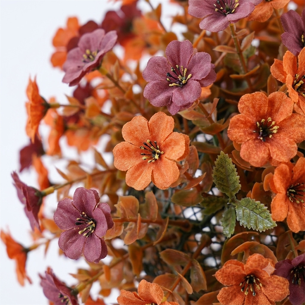 Fall Color Artificial Flowers UV Resistant Floral Stake for Garden Outdoor Use