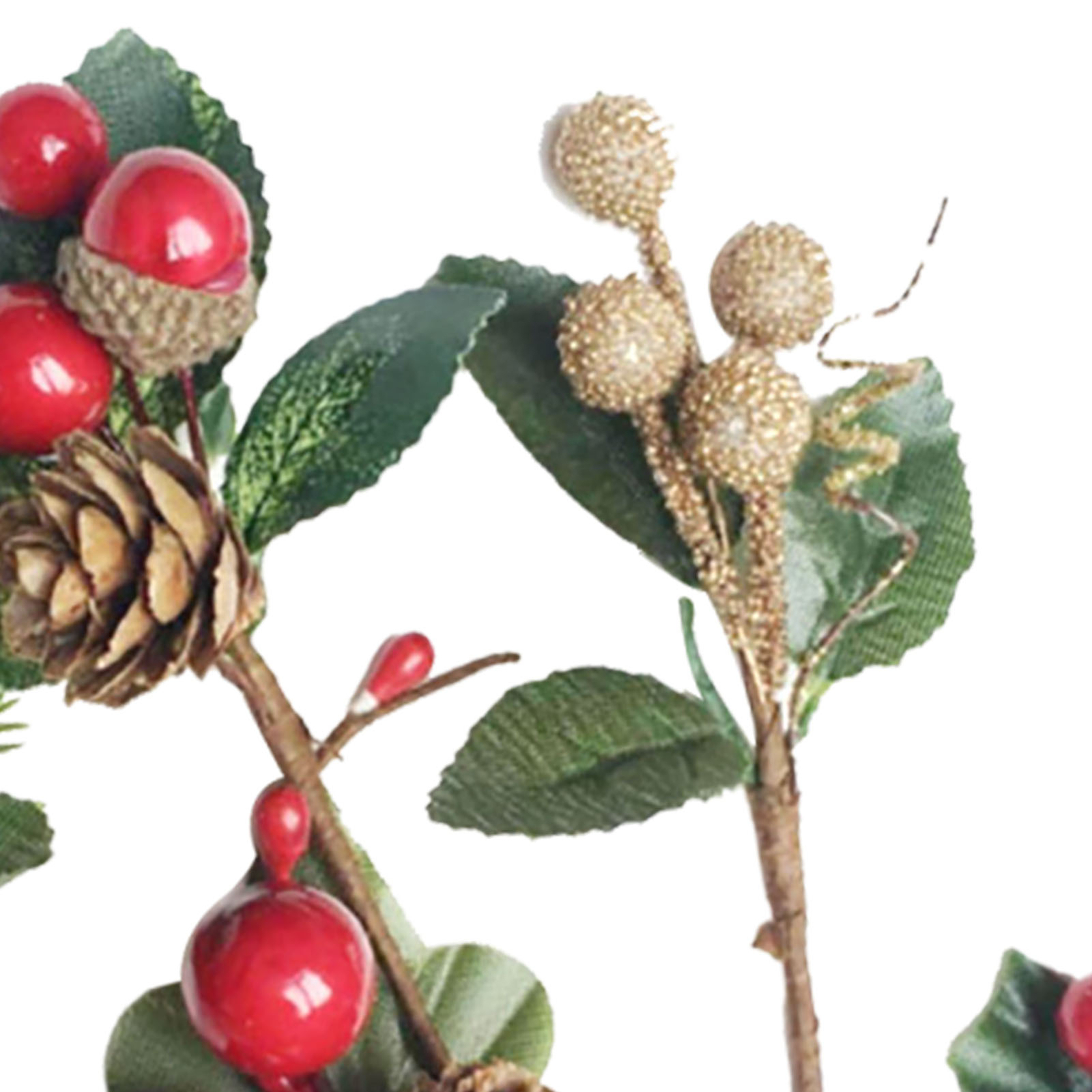 Artificial Flowers Red Berries Pine Cones for Gift Package Wedding Party