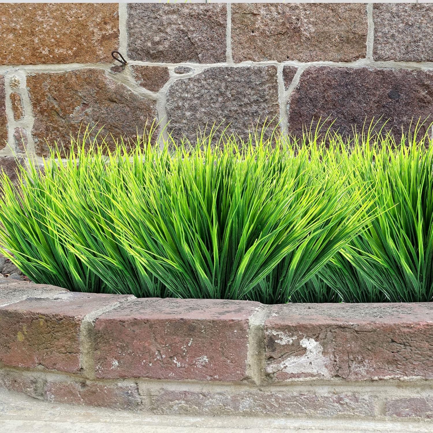Ysleen 40 Bundles Artificial Grasses Outdoor UV Resistant Fake Plants No Fade Fa