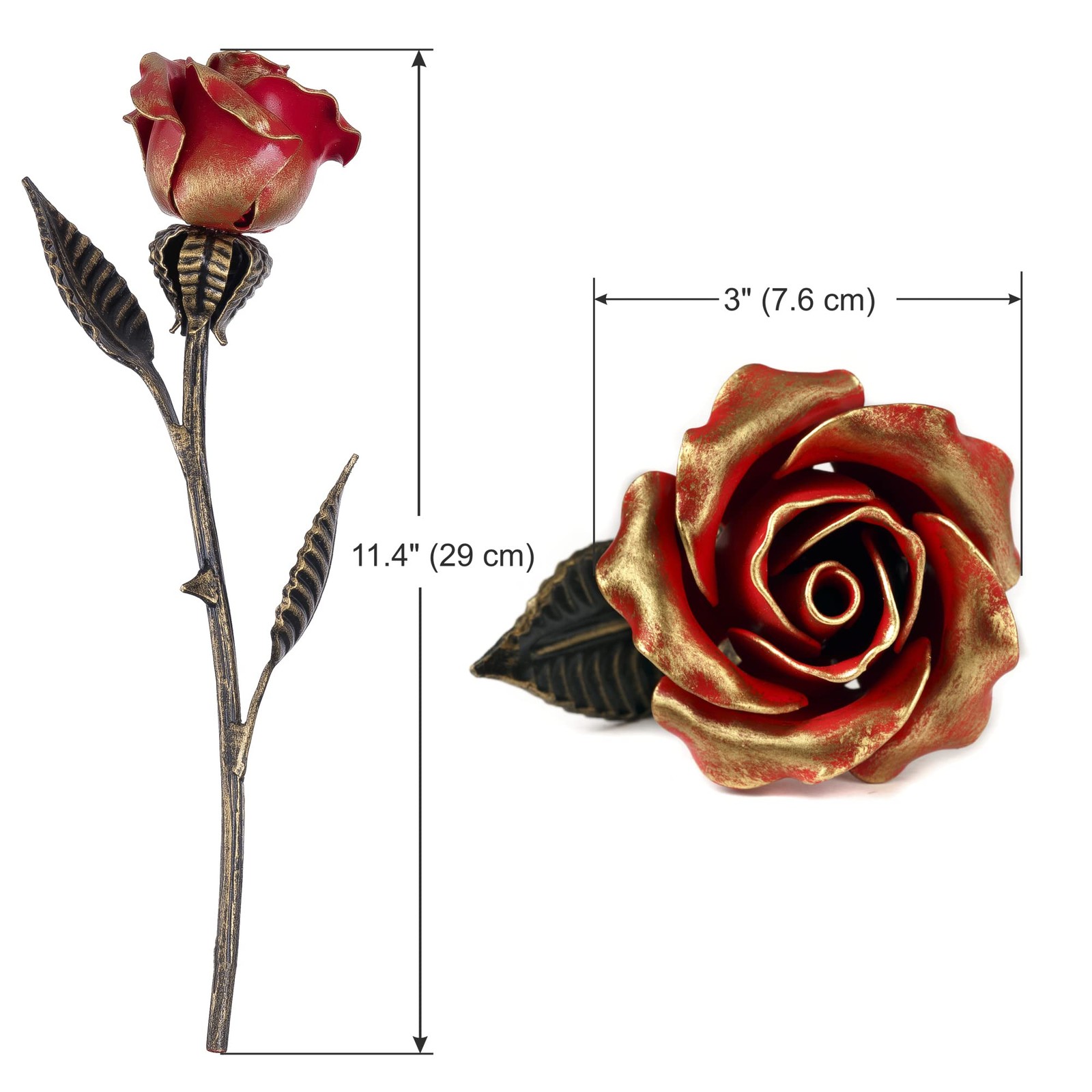Hand Forged Wrought Iron Rose – Romantic Metal Gift of Everlasting Love – 6th…