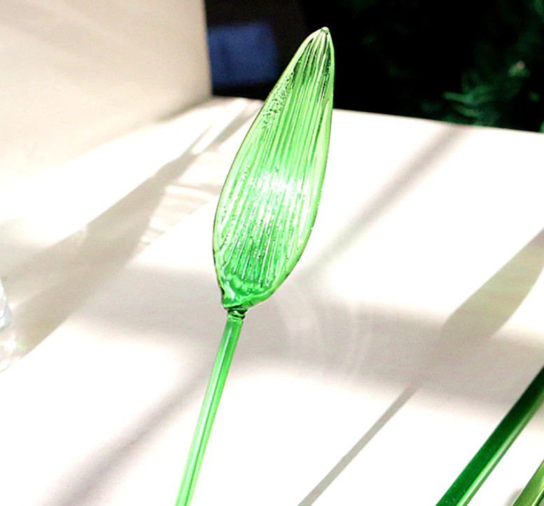 Luxe Handmade Colored Glass Flower Art Long Stem Floral Home Decor Romantic Gift