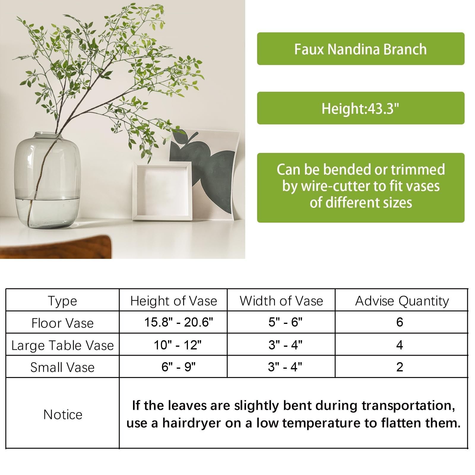Artificial Plants 2PCS 43.3 Inch Green Nandina Tall Plants for Wedding Garden…