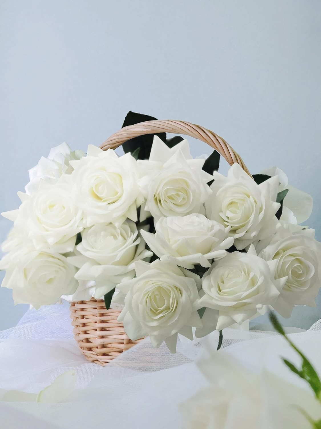 Artificial Flower Rose Bouquet Odorless 12-Stem Lifelike Single Rose Silk