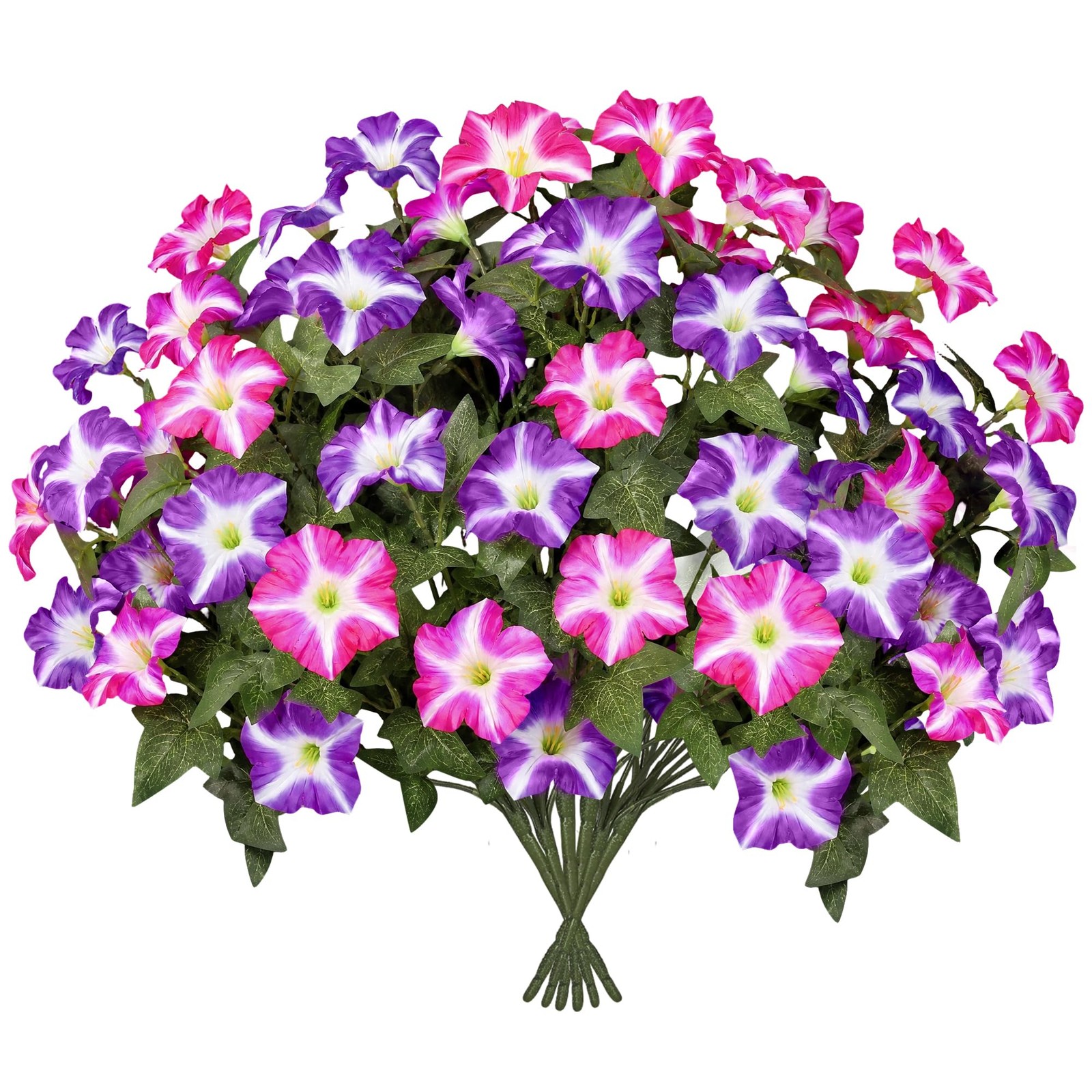 6 Bundles Pink Purple Flowers Artificial Petunias, Large Headed Faux Petunias…