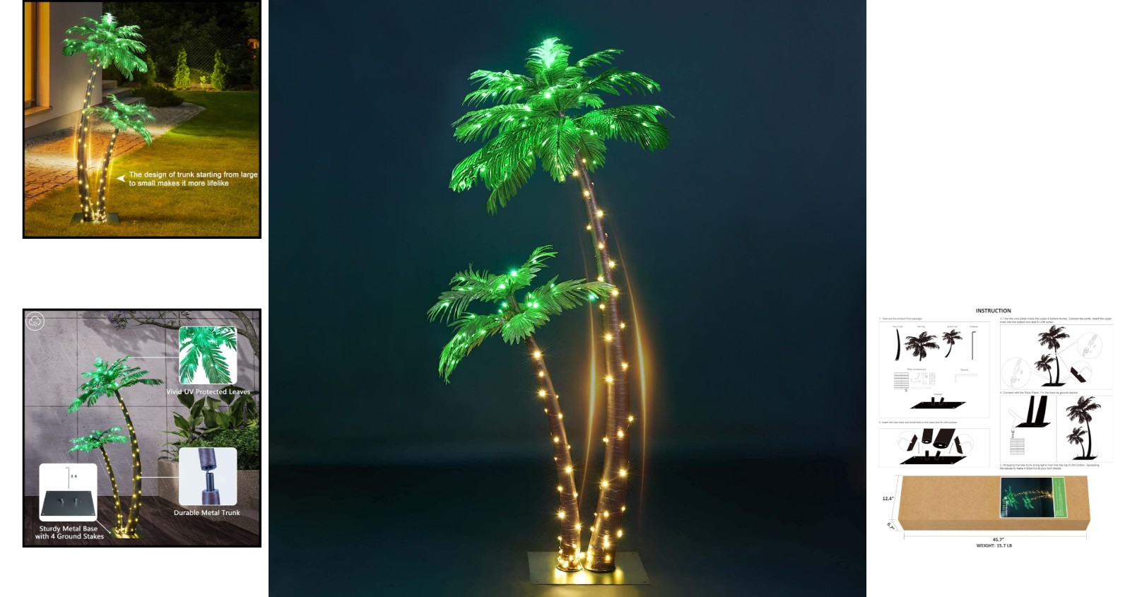 Impressive Artificial Lighted Solar Palm Tree – 4FT & 6FT Sizes Available