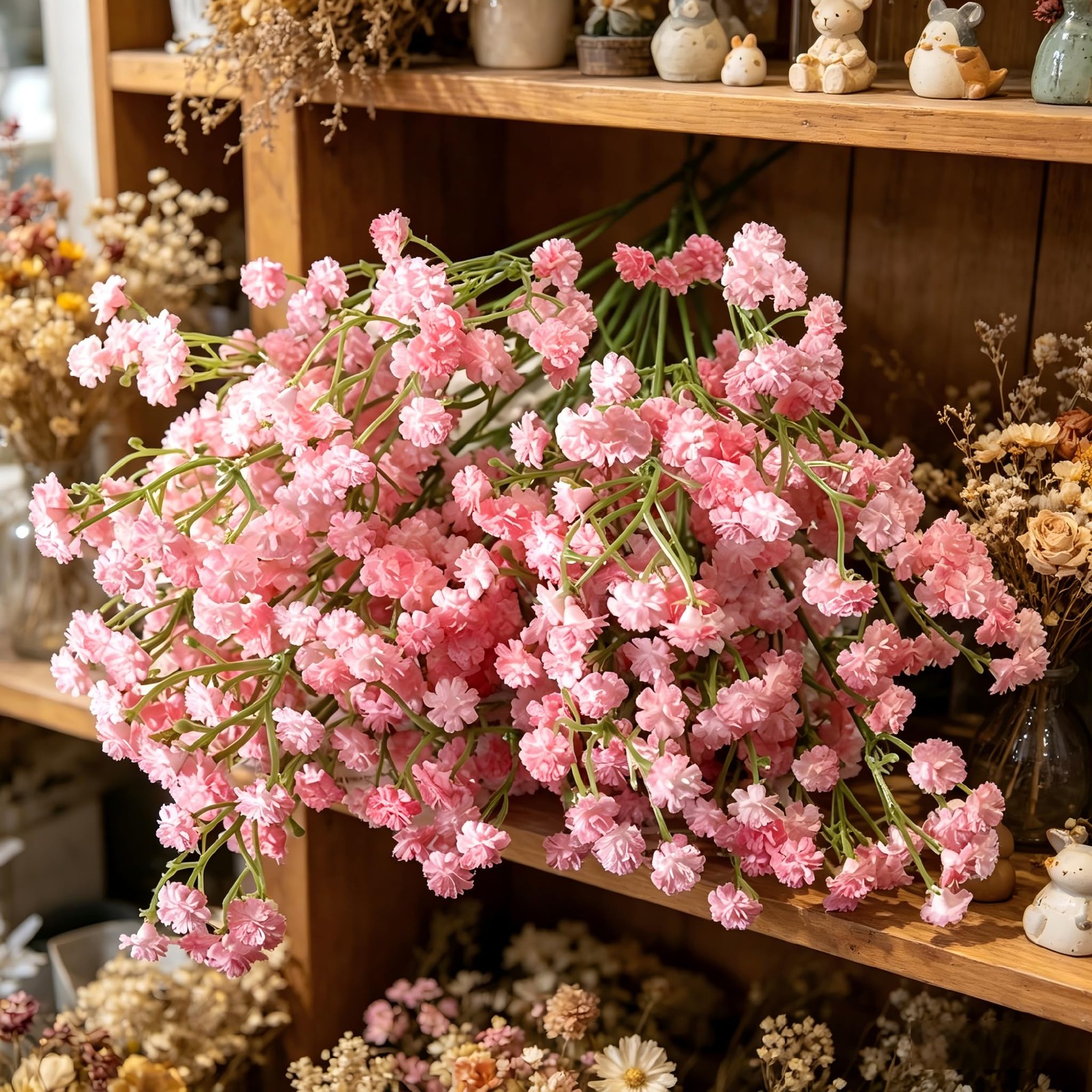 Artificial Gypsophila Pink Baby Breath, 12 Pcs, PU Material