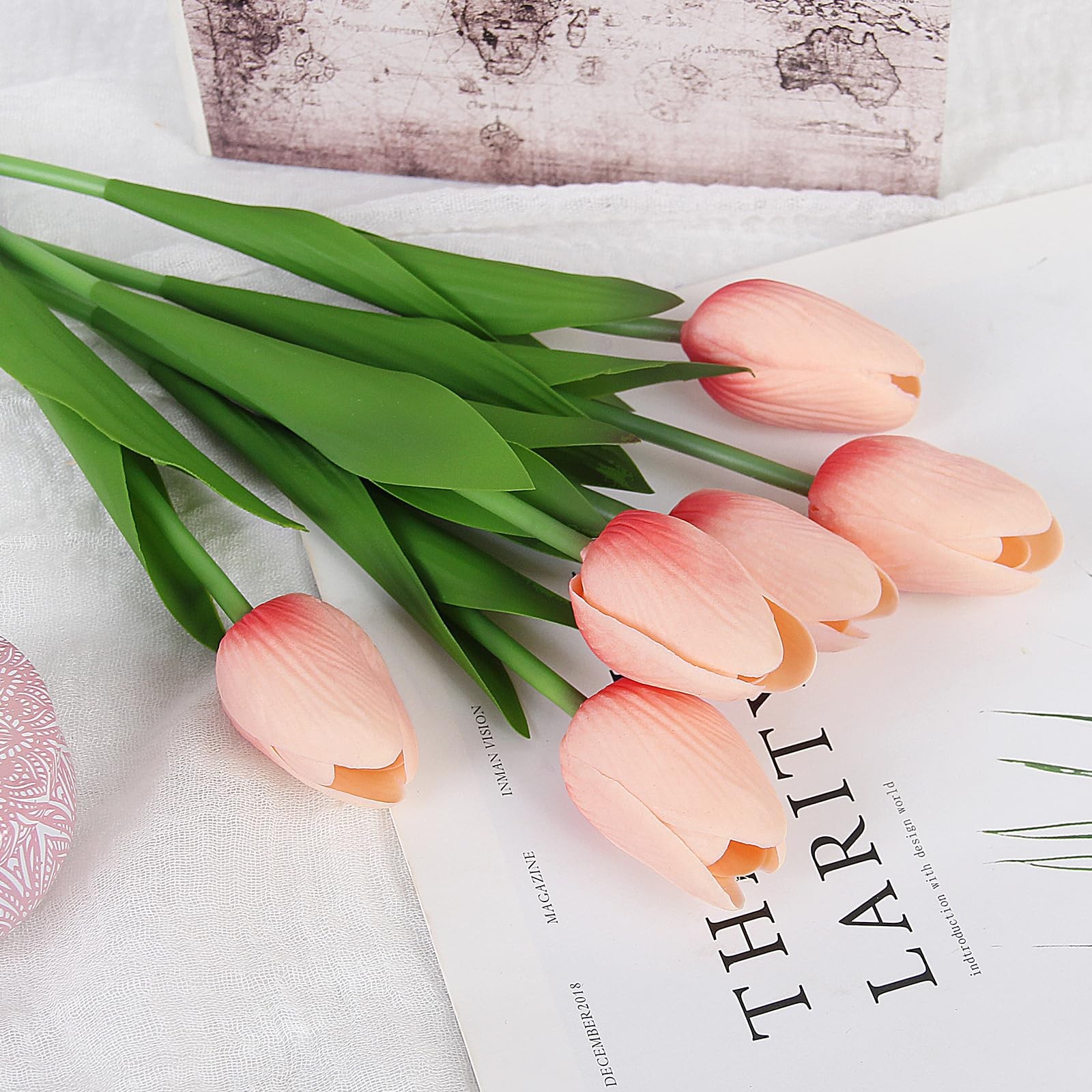 Artificial Tulips Flowers Fake Latex Tulip Stems – 30pcs Real Touch Faux Mult…