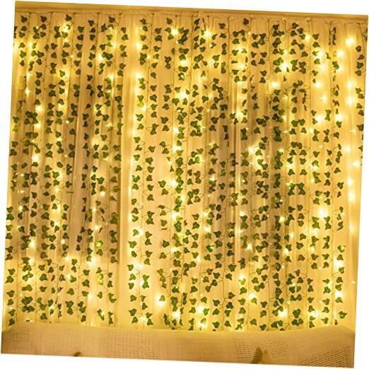 84Ft 12 Pack Artificial Ivy Leaf Plants Vine with 80 LED String Light,Green